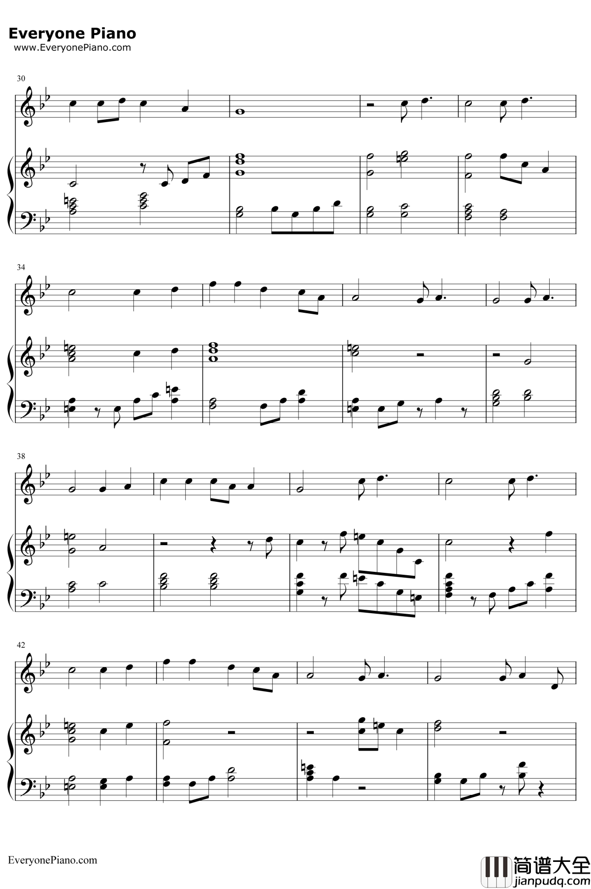 用心良苦钢琴谱__张宇