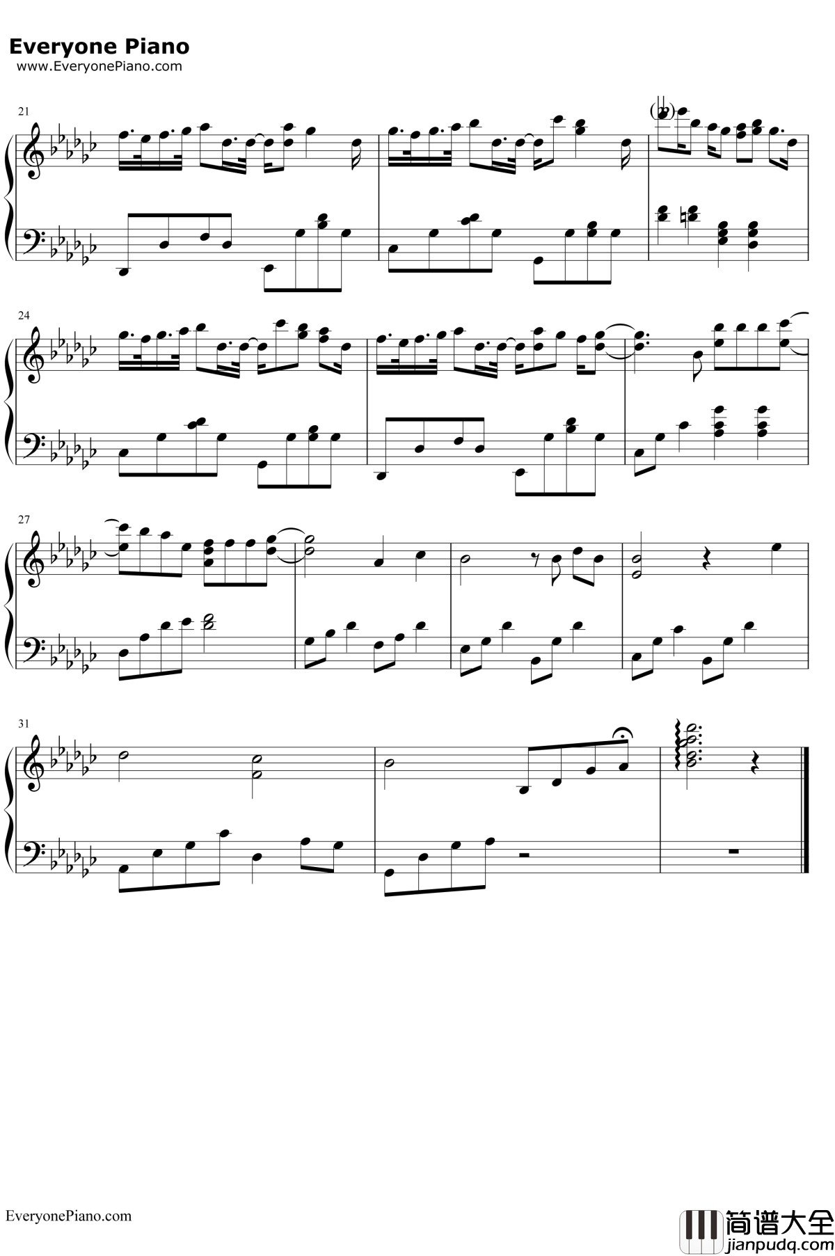 月花AcousticVer.钢琴谱_中西亮辅_打工吧魔王大人原声音乐