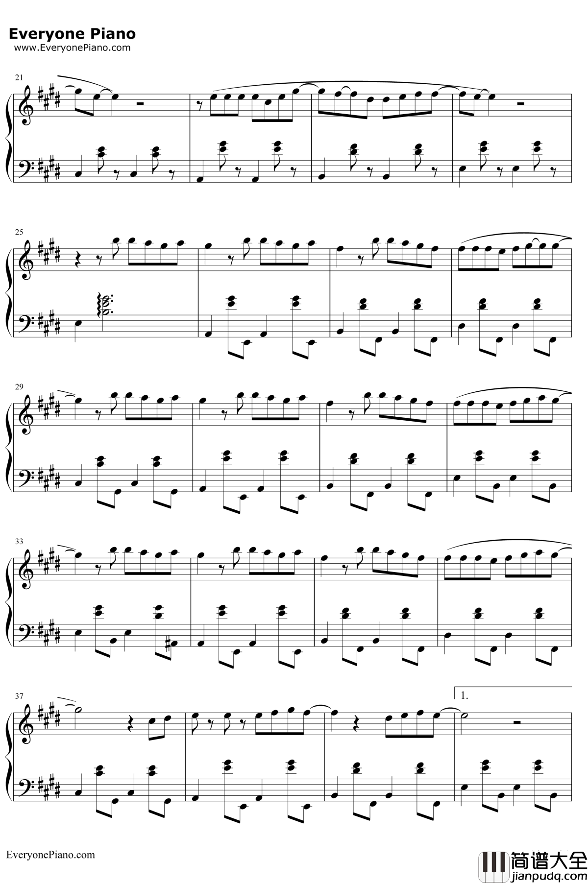 我想我不够好钢琴谱__单色凌