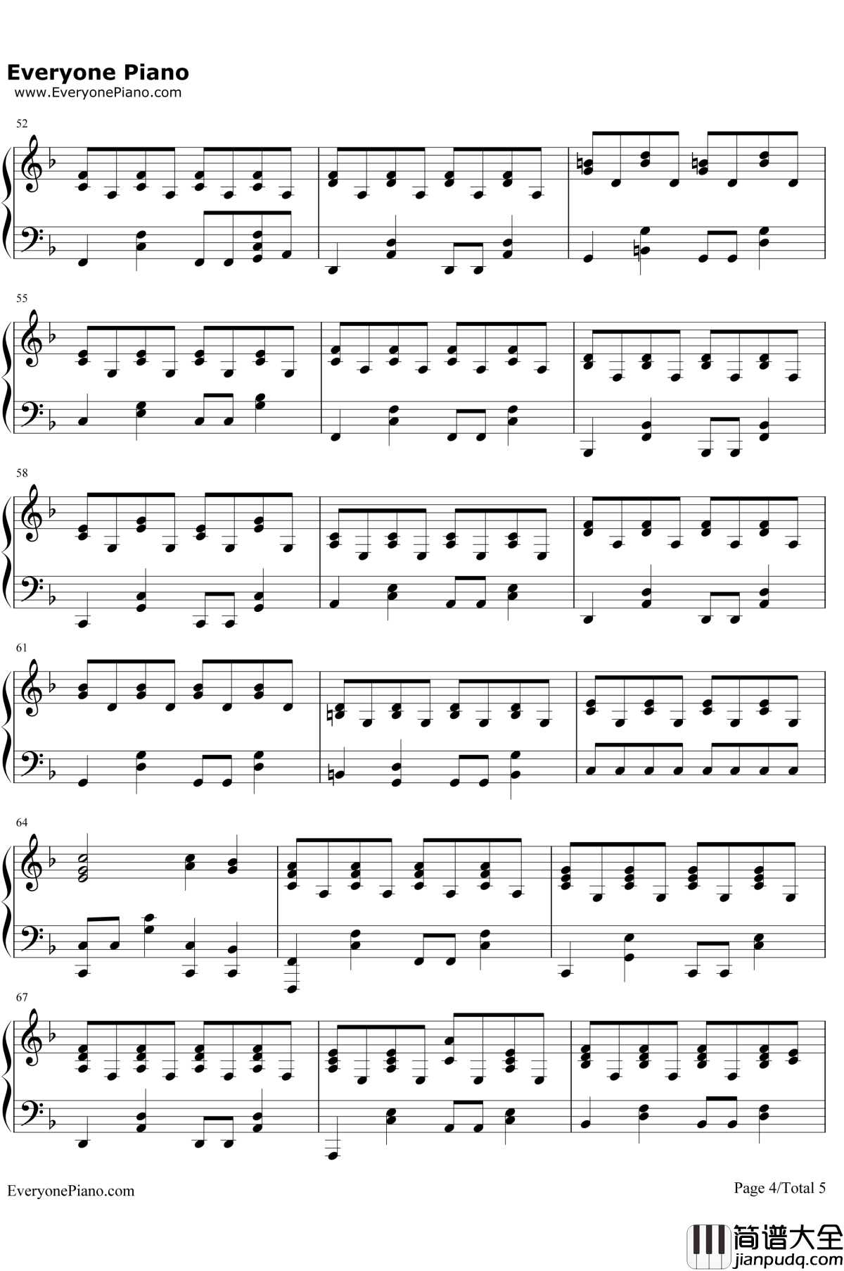 小幸运钢琴谱_田馥甄_伴奏谱