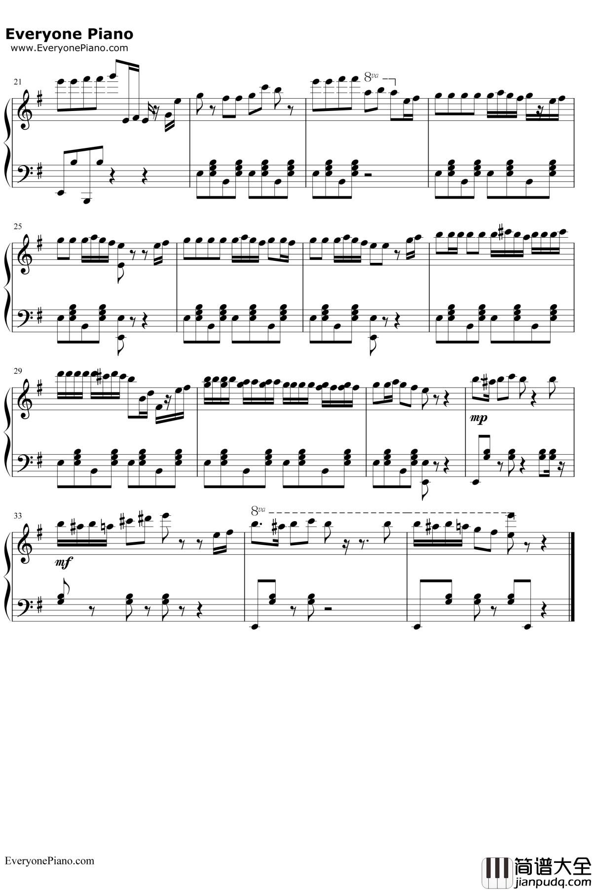 愤怒的小鸟背景音乐钢琴谱_未知_AngryBirdsThemeMusic