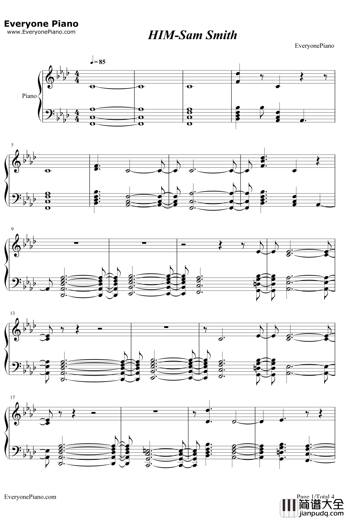 HIM钢琴谱_SamSmith