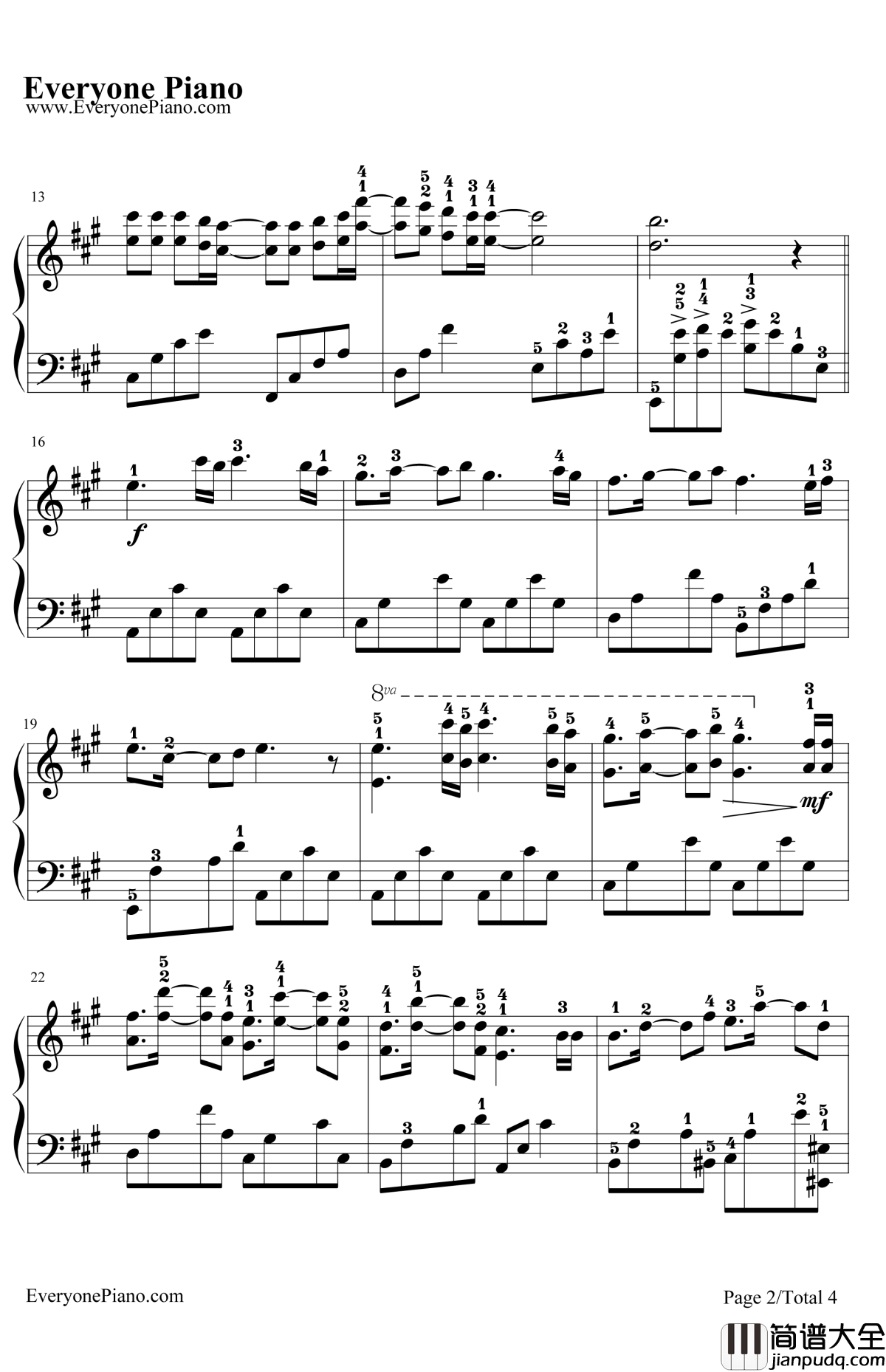 星星小夜曲钢琴谱_理查德克莱德曼