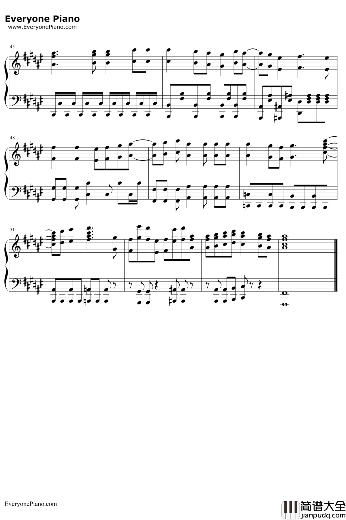 半永久的に愛してよ钢琴谱_堀江由衣_金色时光第二季片尾曲