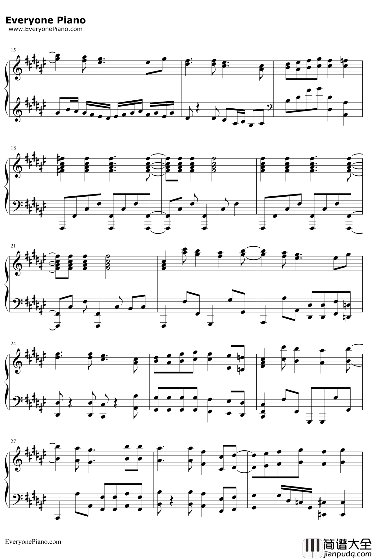 半永久的に愛してよ钢琴谱_堀江由衣_金色时光第二季片尾曲