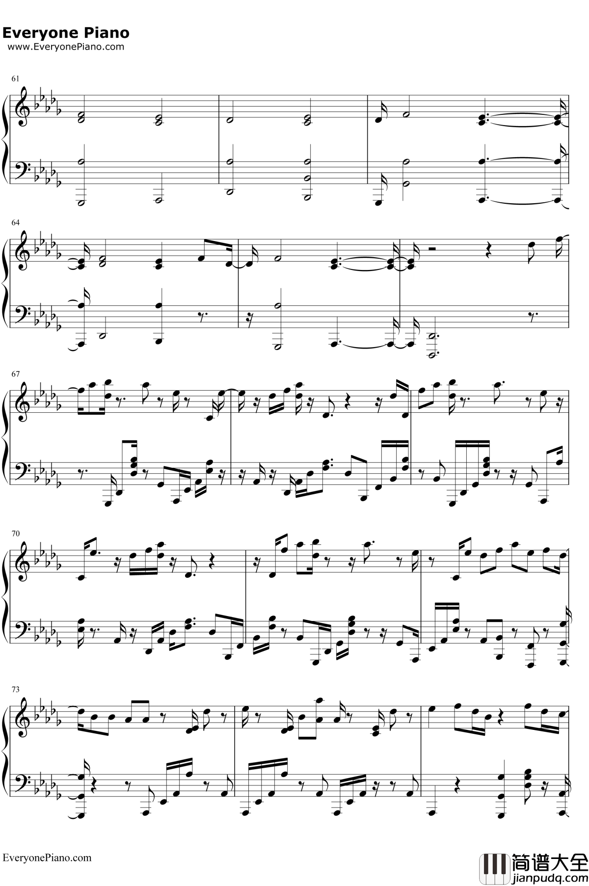 All_Falls_Down钢琴谱_AlanWalker