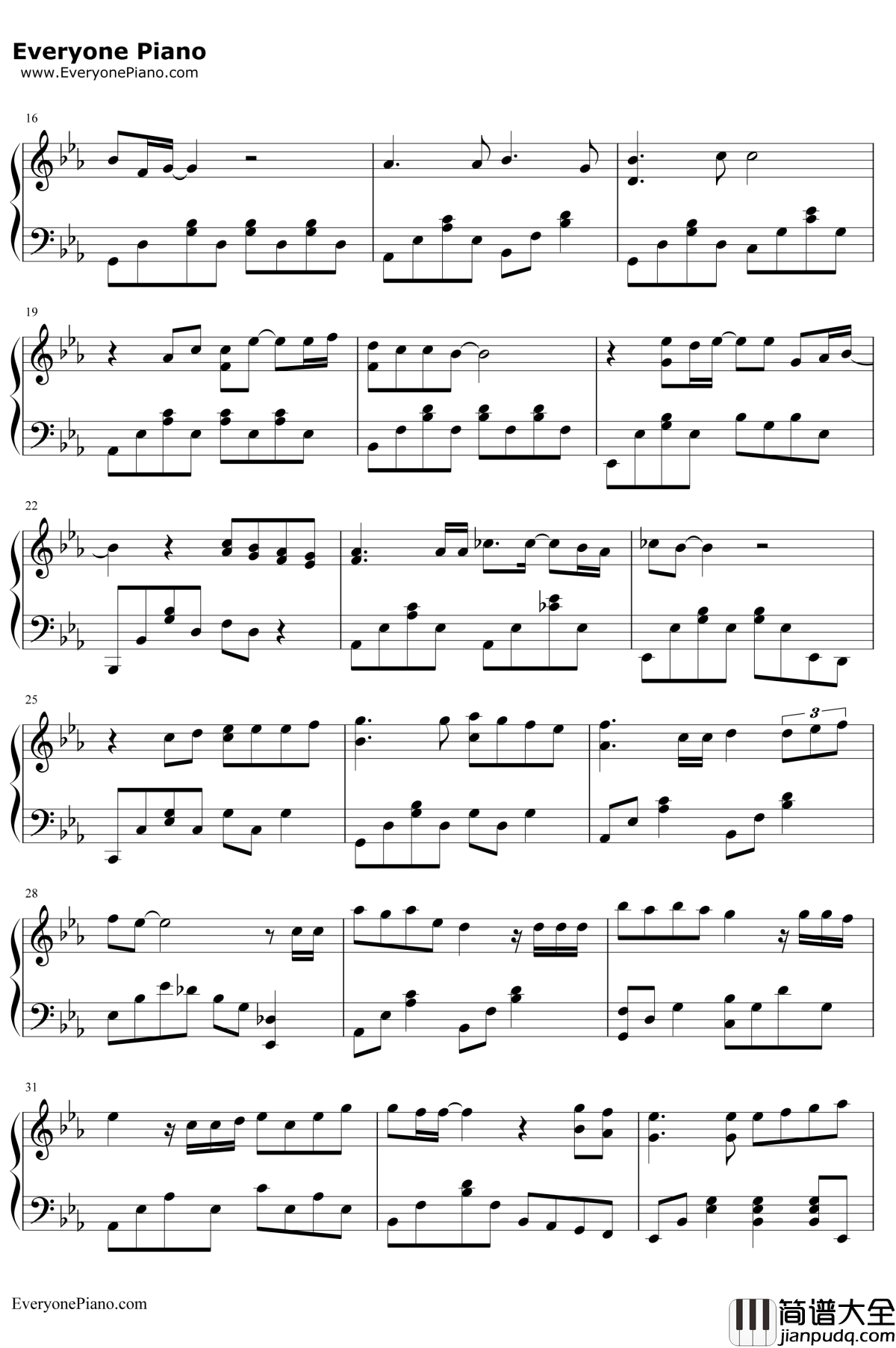 后来简易版钢琴谱__刘若英