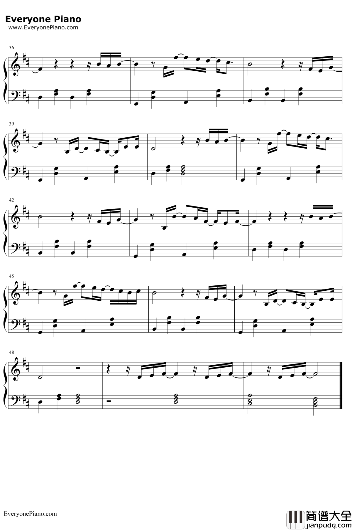 别钢琴谱_薛之谦