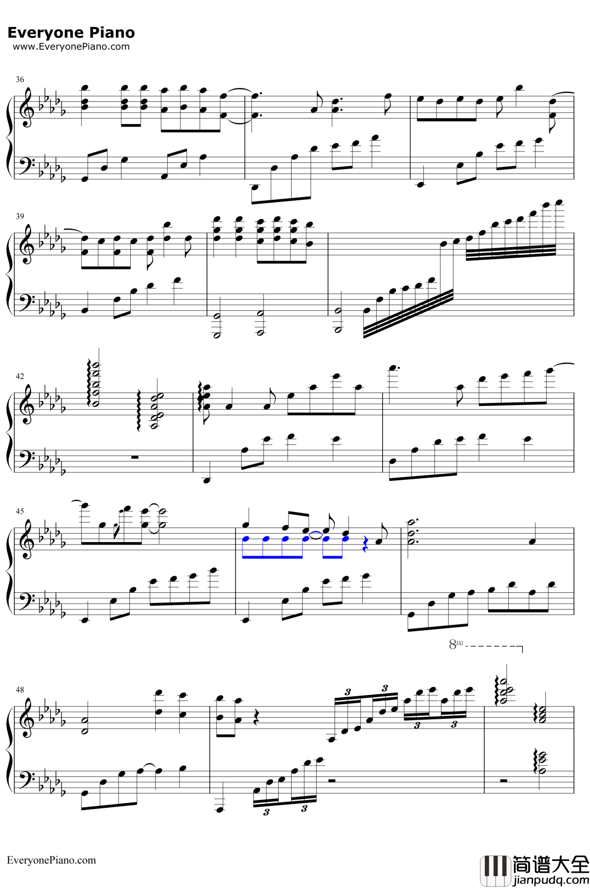 漂洋过海来看你钢琴谱_刘明湘_完美好听版