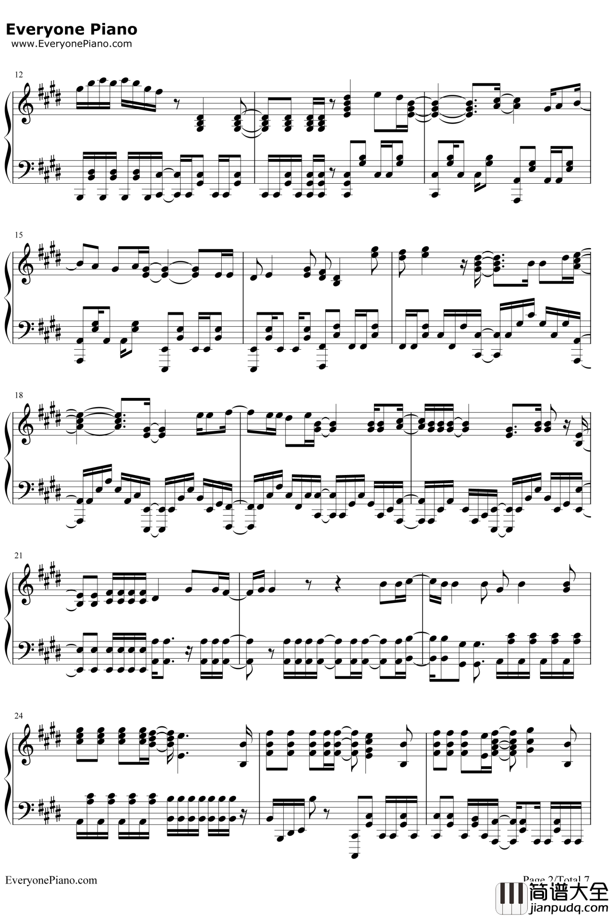 空に歌えば钢琴谱_amazarashi_我的英雄学院第二期OP