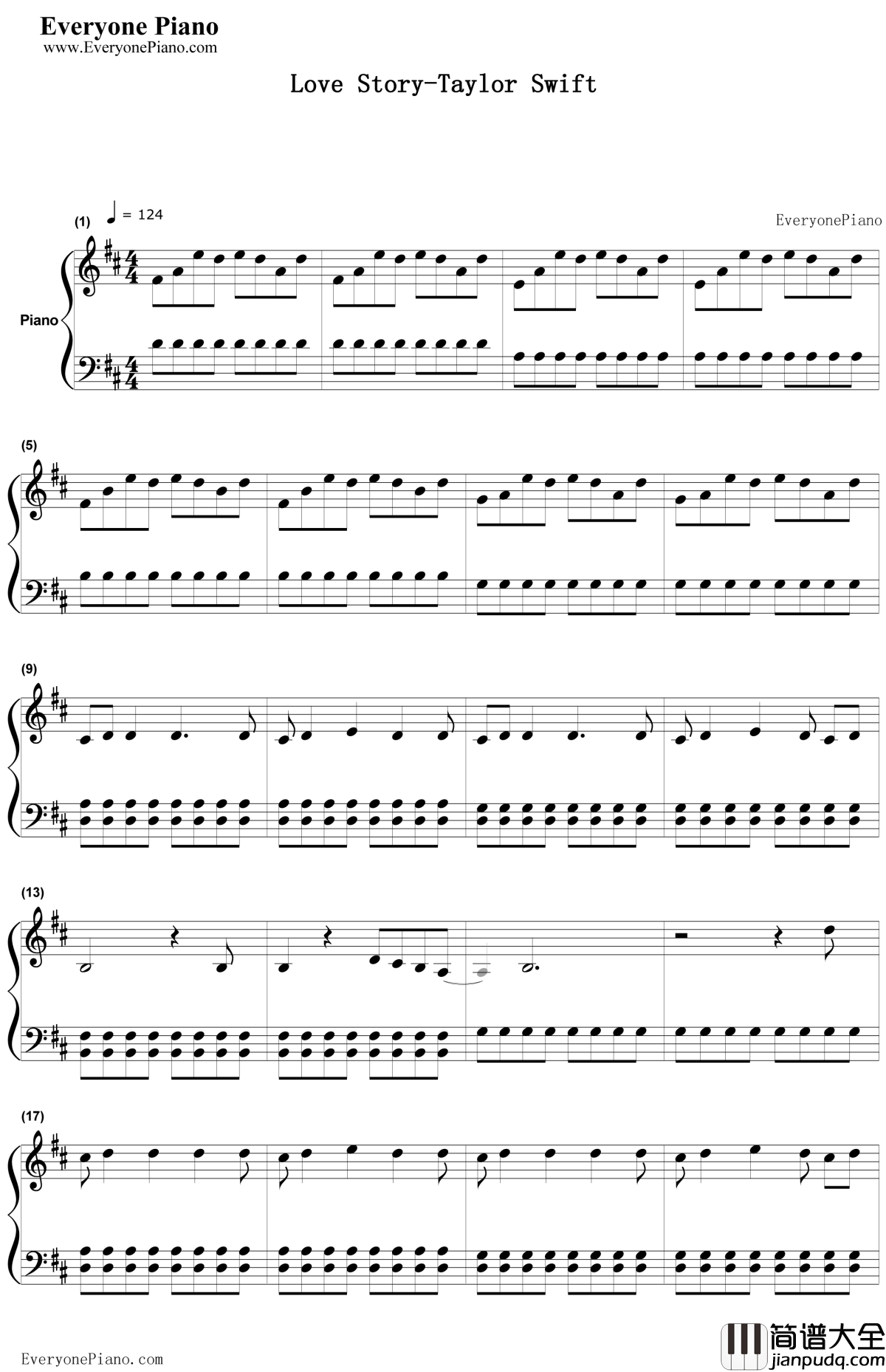 Love_Story钢琴谱_TaylorSwift