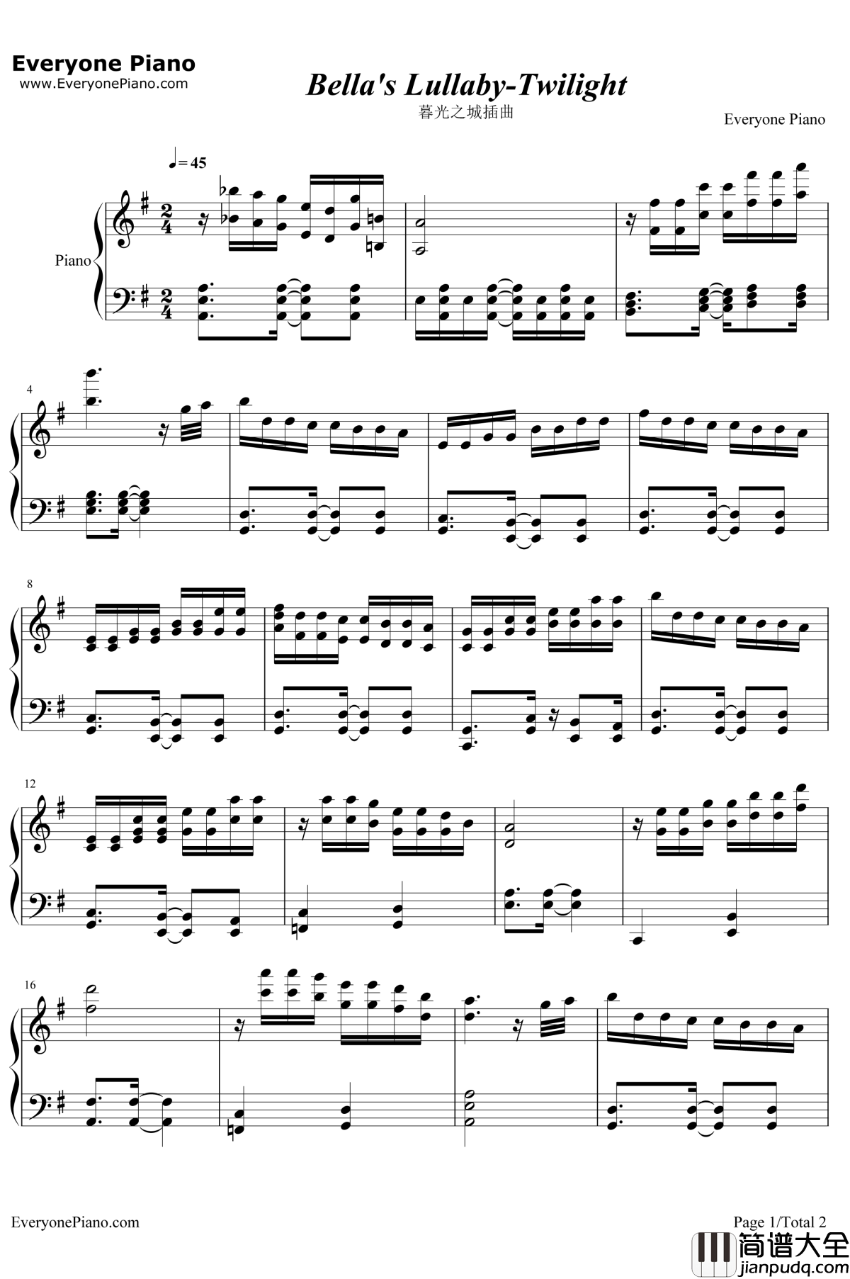 Twilight钢琴谱_Shirley.R_暮光之城插曲