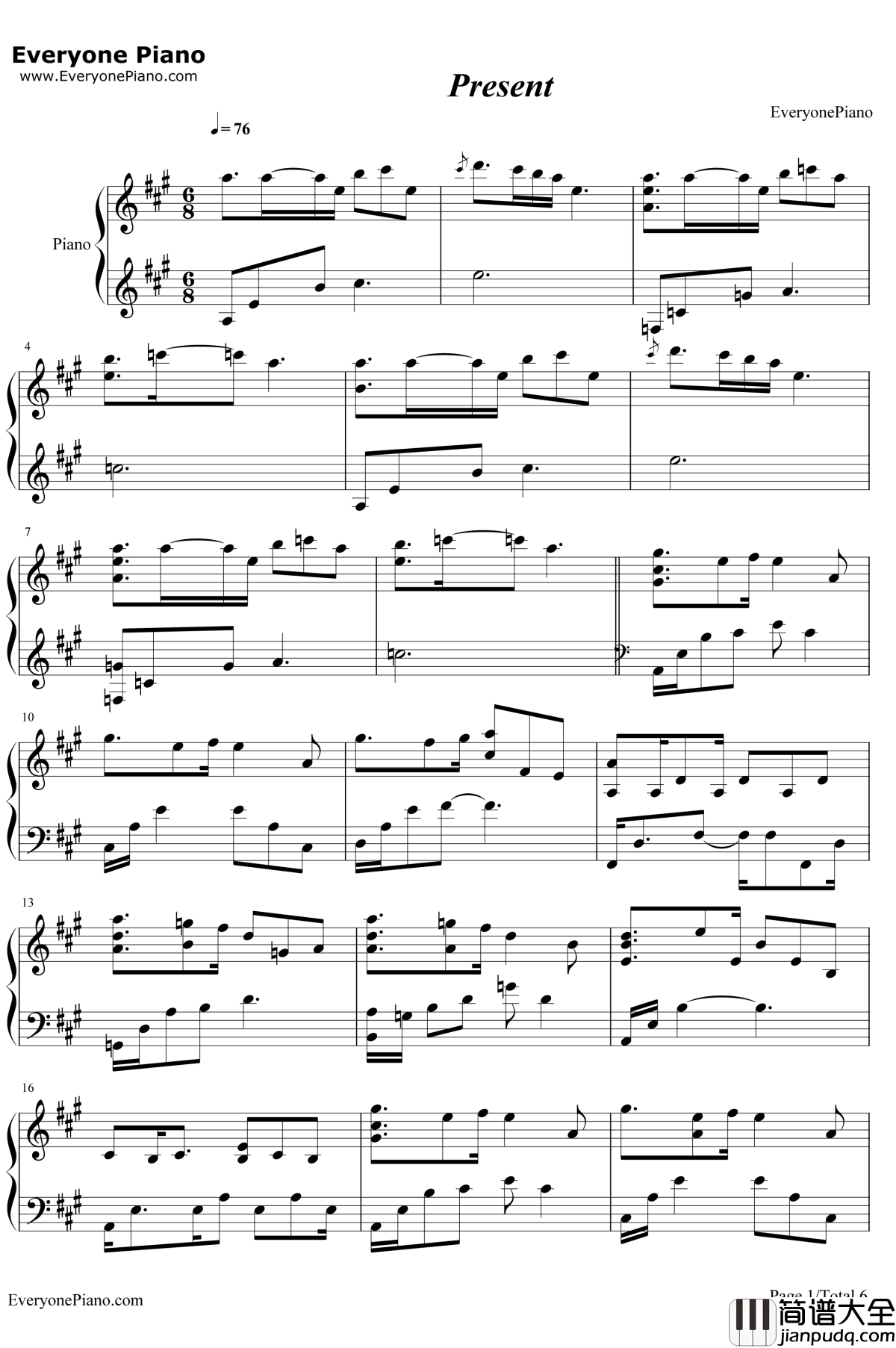 Present钢琴谱__李闰珉
