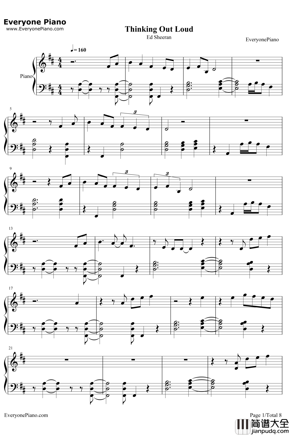 Thinking_Out_Loud钢琴谱_EdSheeran