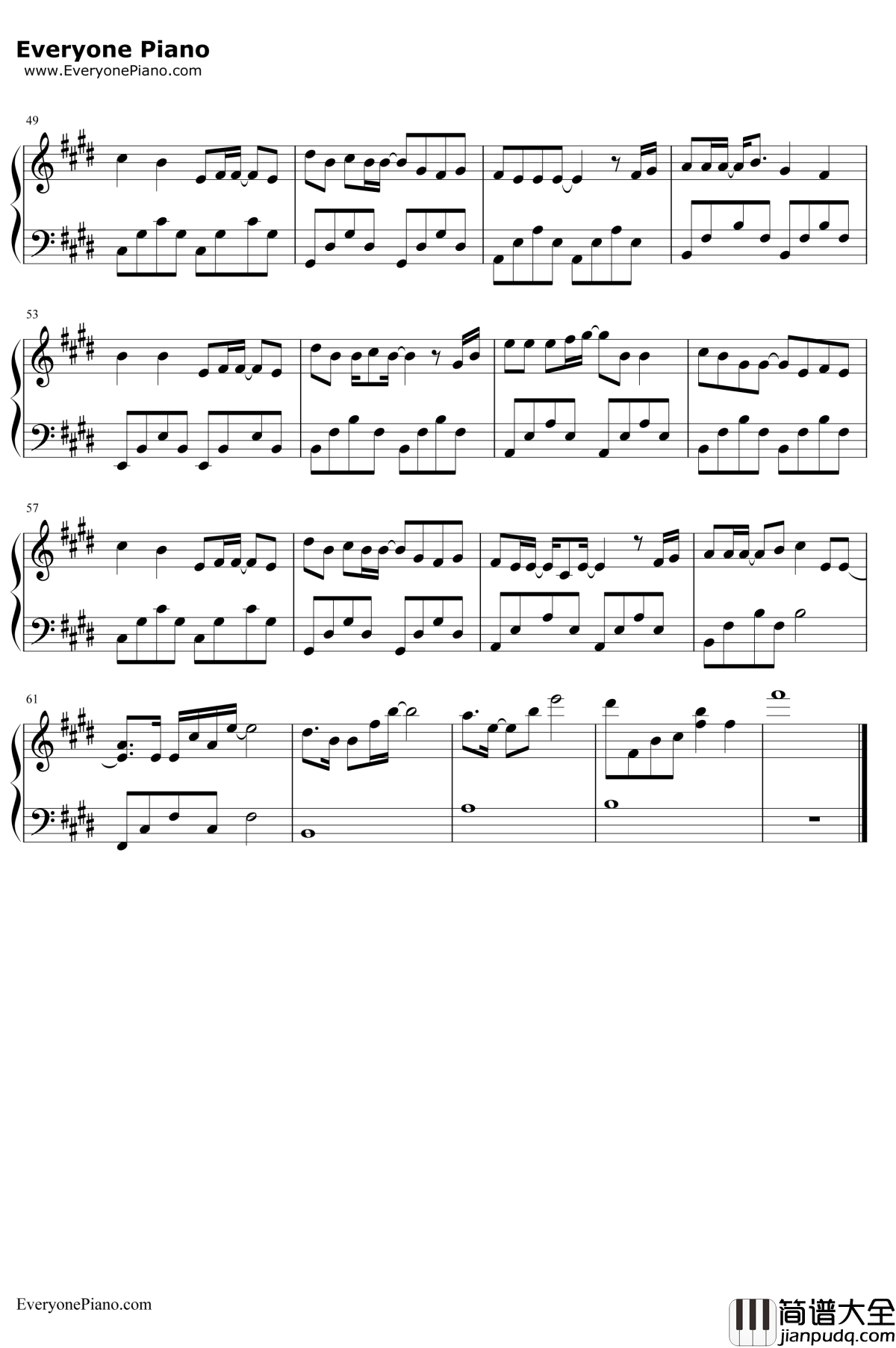 月球上的人钢琴谱__陈奕迅