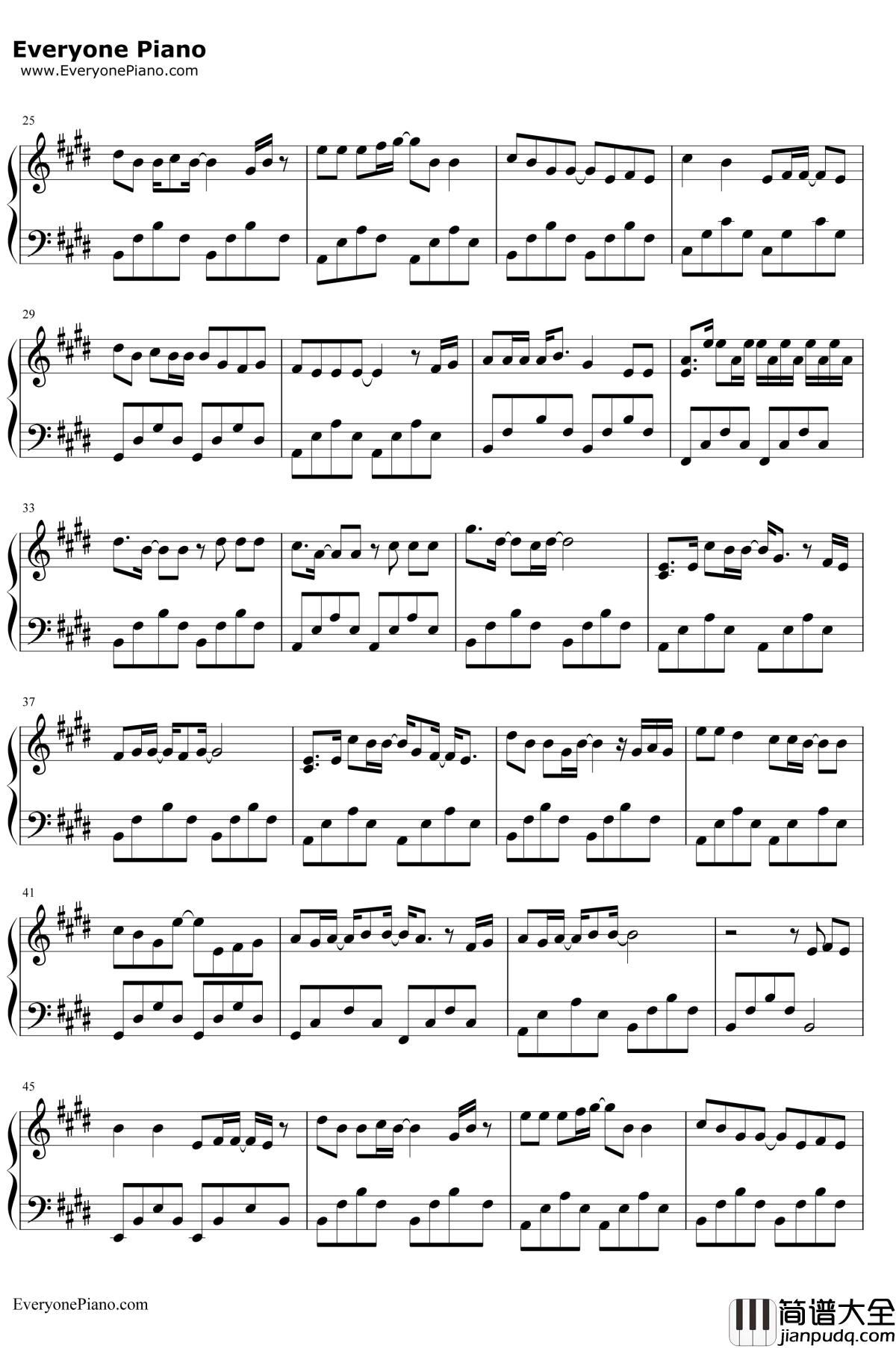 月球上的人钢琴谱__陈奕迅