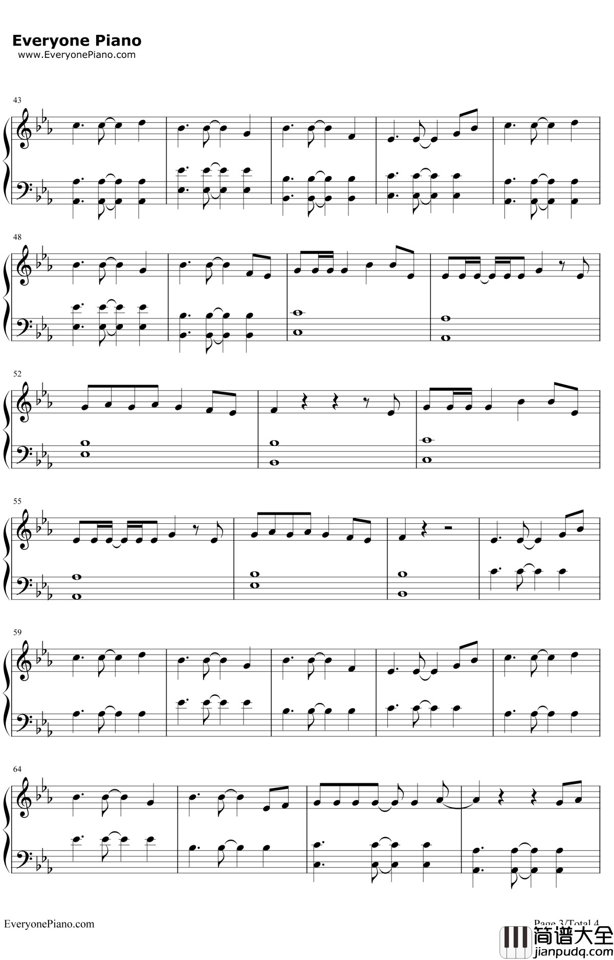 Stay With Me钢琴谱_朴灿烈Punch_韩剧_鬼怪_OST1