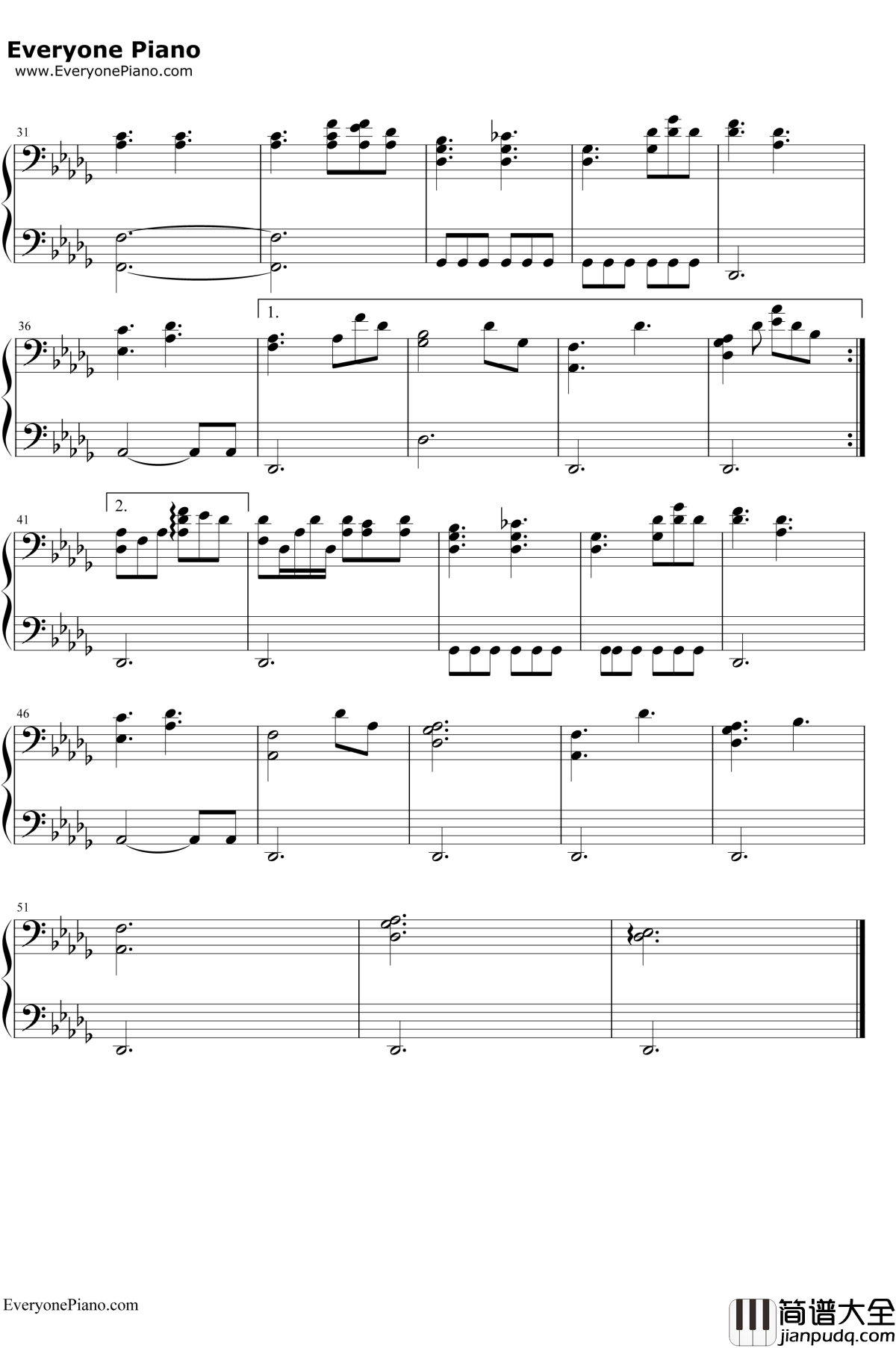 Angel钢琴谱_SarahMcLachlan_天使之城插曲