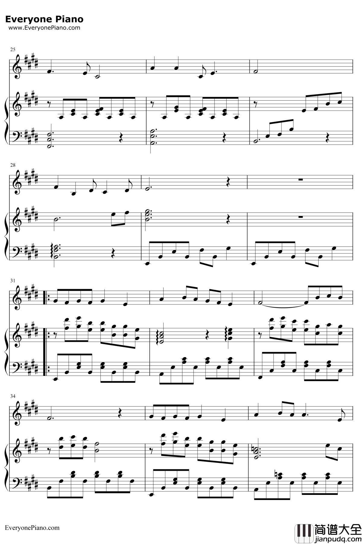 明月几时有钢琴谱__王菲