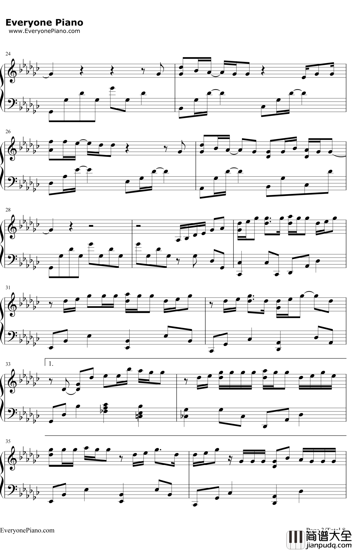 なんでもないや钢琴谱_RADWIMPS_电影_你的名字_片尾曲