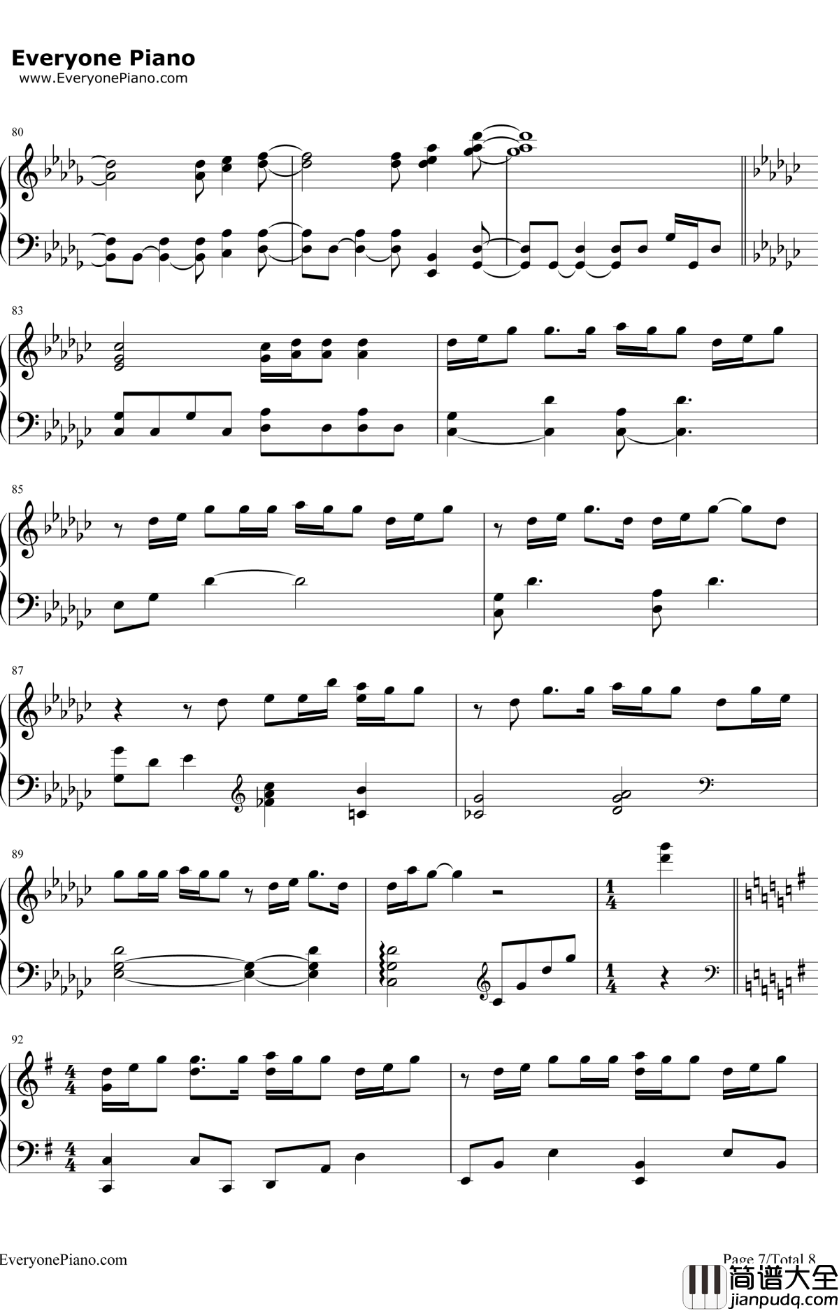 なんでもないや钢琴谱_RADWIMPS_电影_你的名字_片尾曲