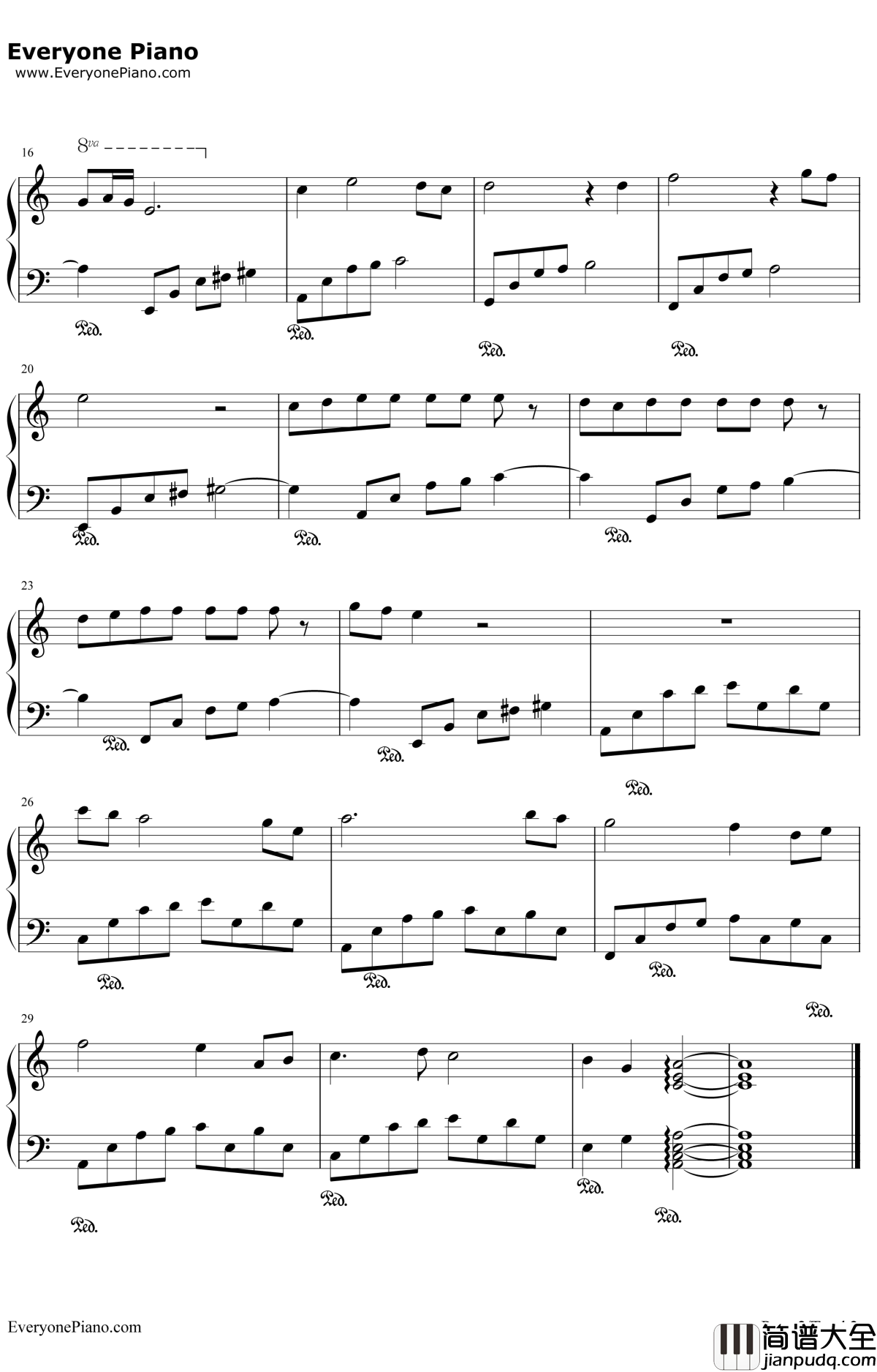 失恋进行曲钢琴谱_未知_简单又好听的练习曲