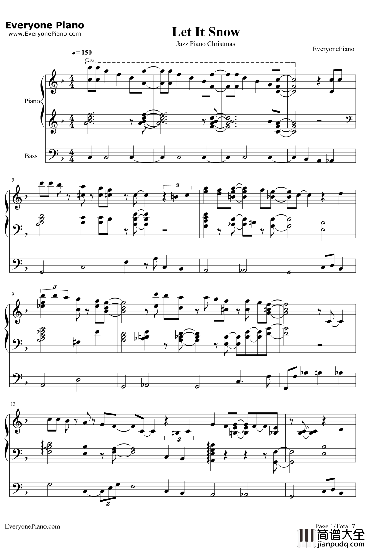 Let_It_Snow_Let_It_Snow_Let_It_Snow钢琴谱_BeegieAdair