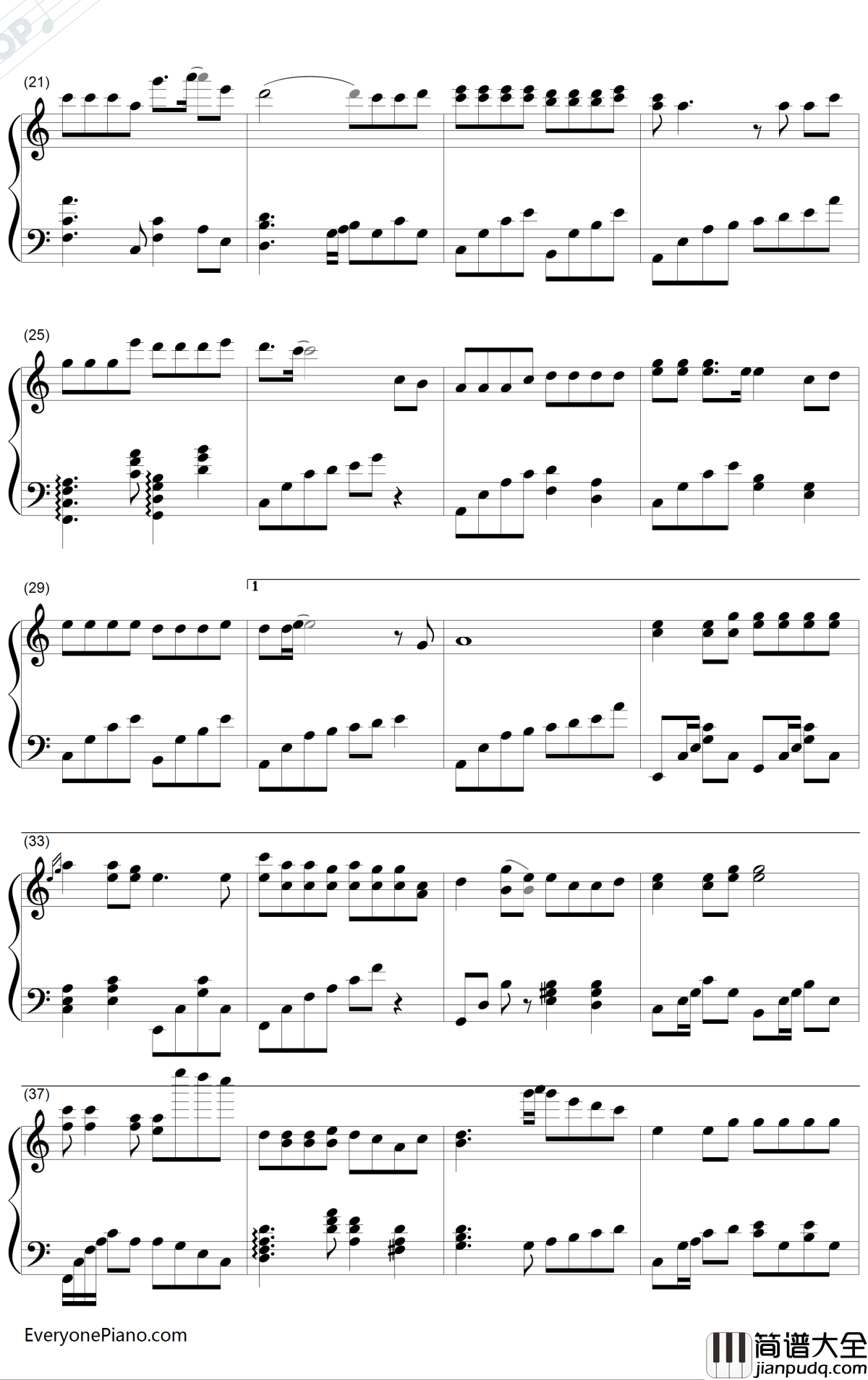 白狐钢琴谱_陈瑞_完美版