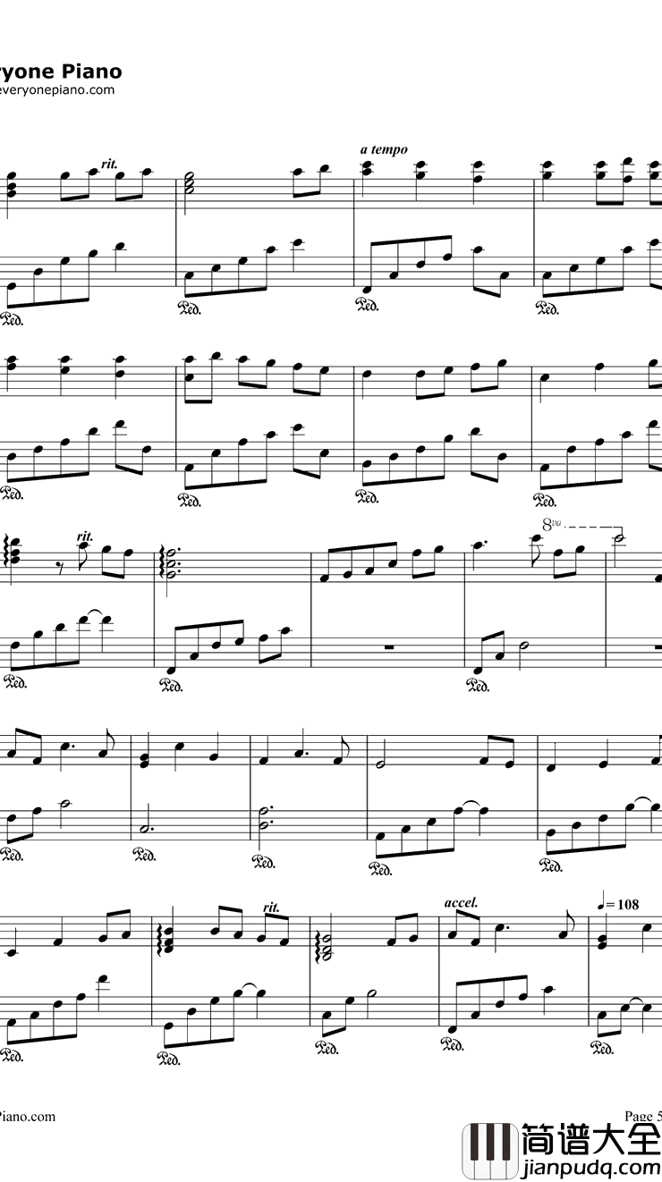 いつも何度でも钢琴谱_木村弓_千与千寻主题曲