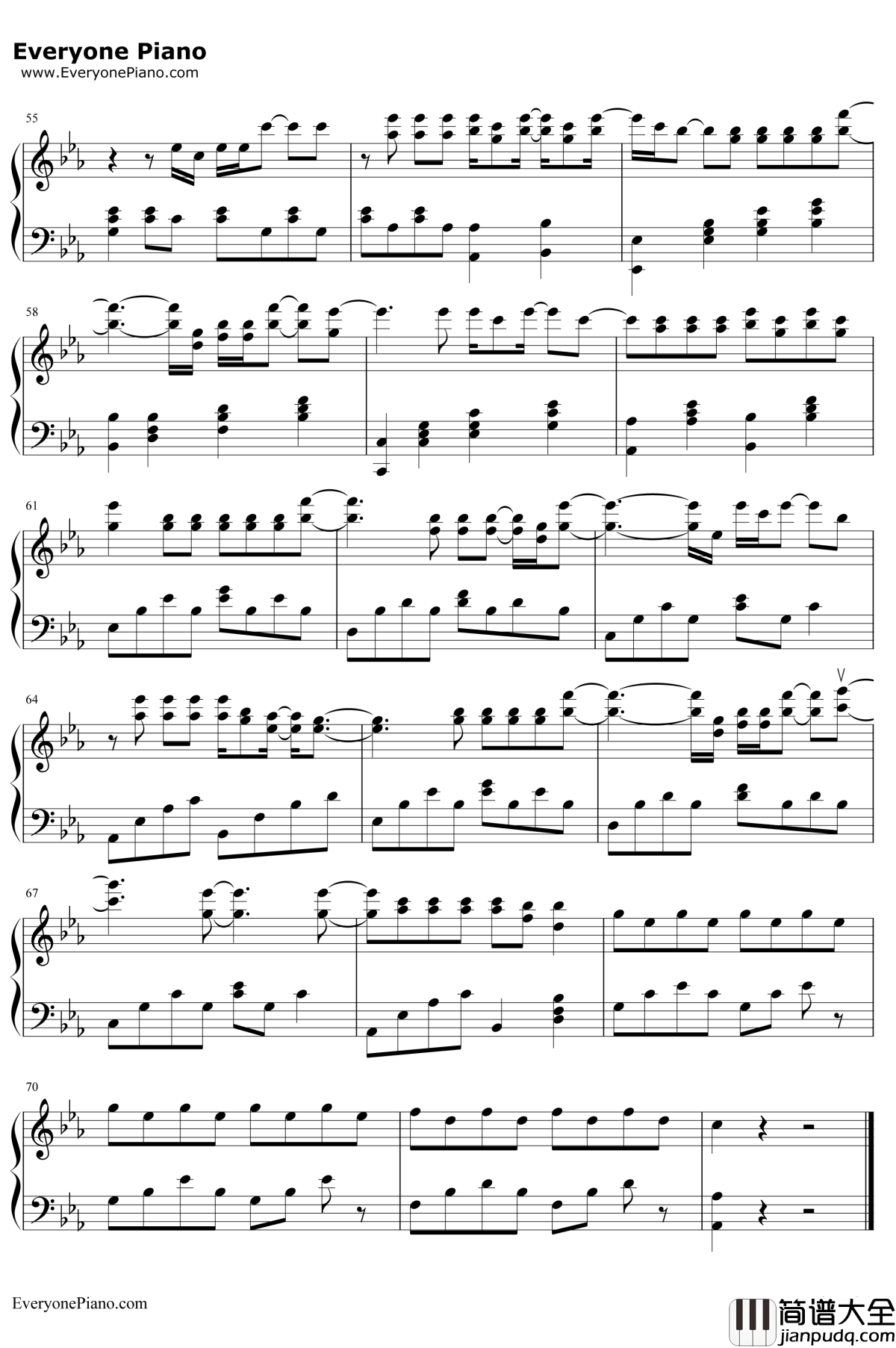 DOWN钢琴谱_杰森·沃克JasonWalker_吸血鬼日记插曲