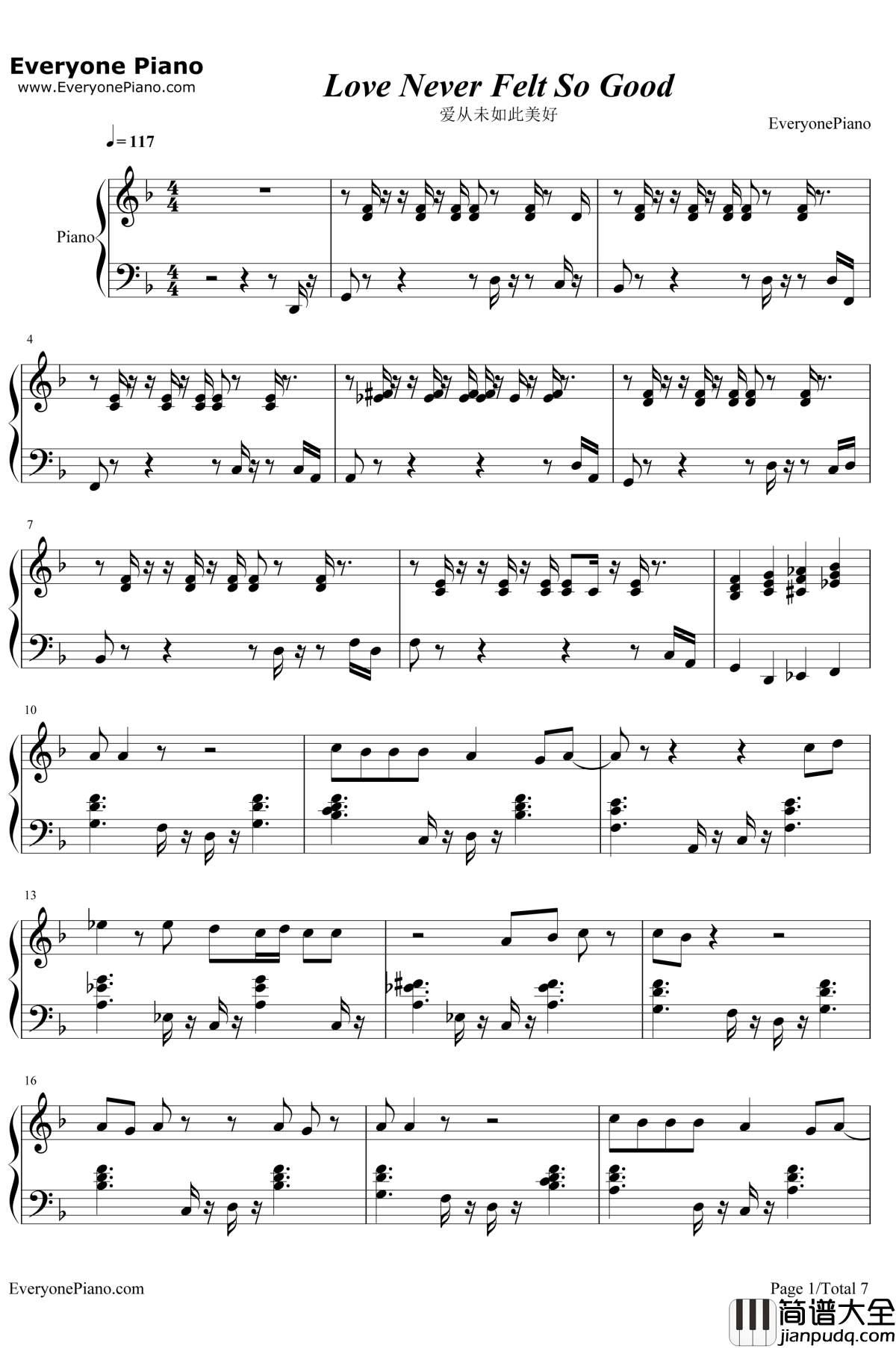 Love_Never_Felt_So_Good钢琴谱_MichaelJackson