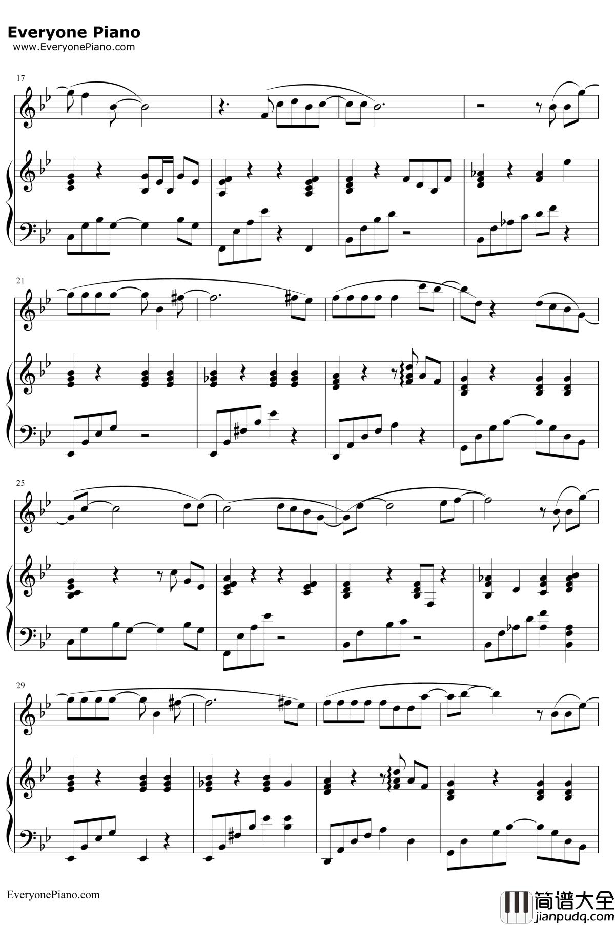 雨下一整晚钢琴谱_周杰伦