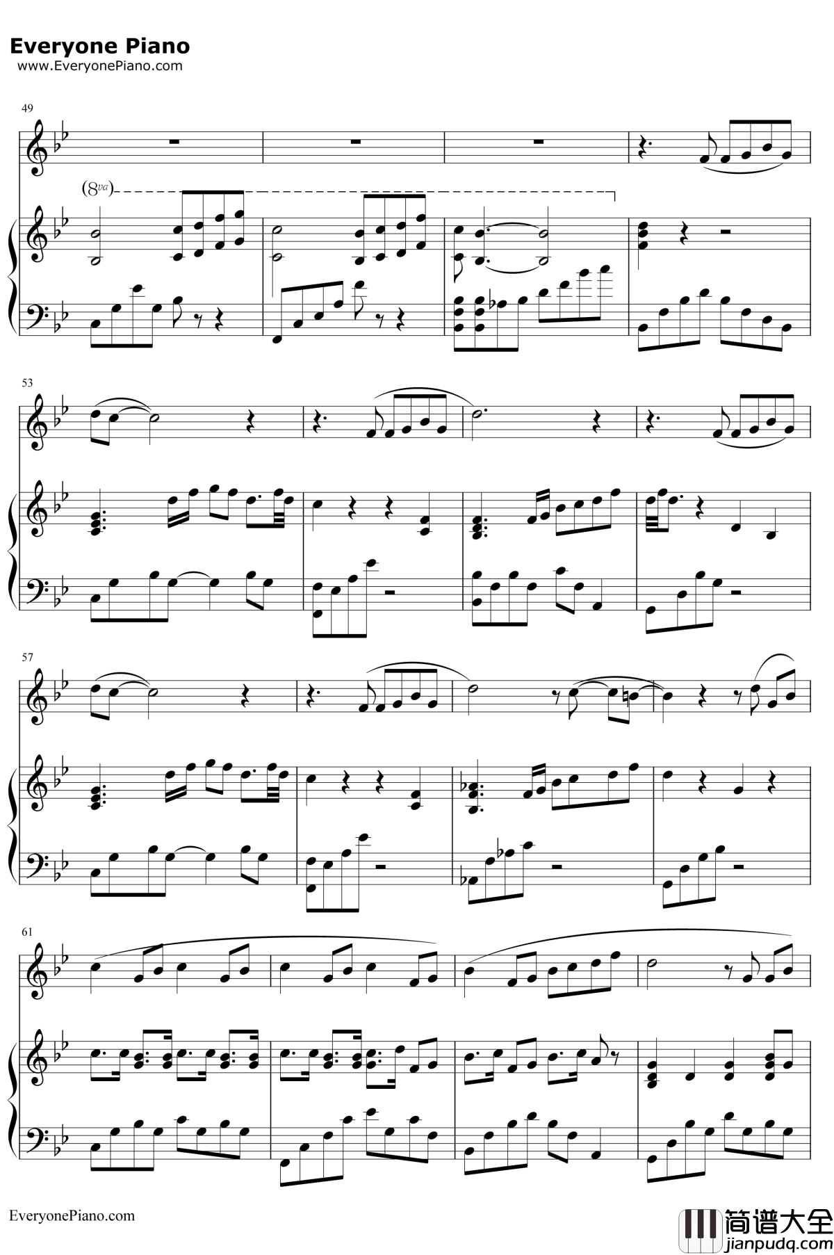 雨下一整晚钢琴谱_周杰伦