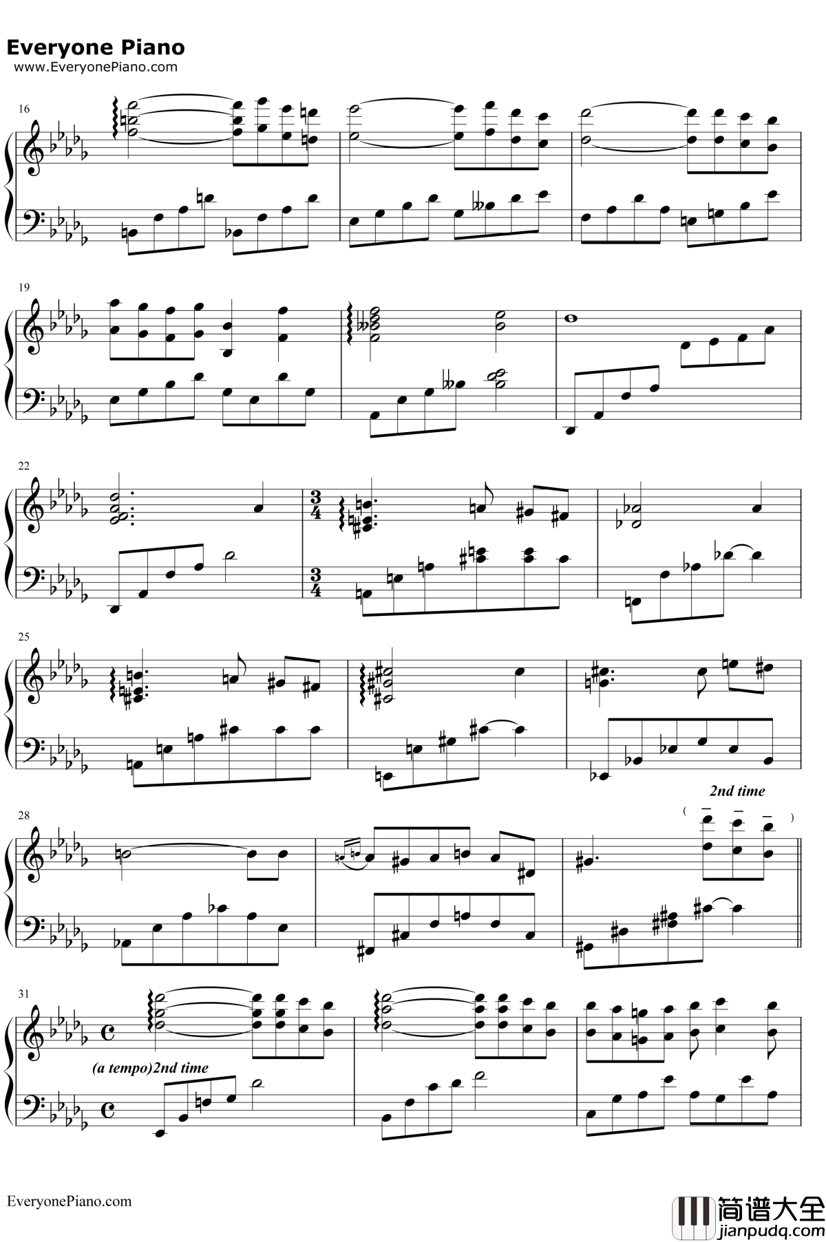 Nostalgia钢琴谱__久石让_乡愁