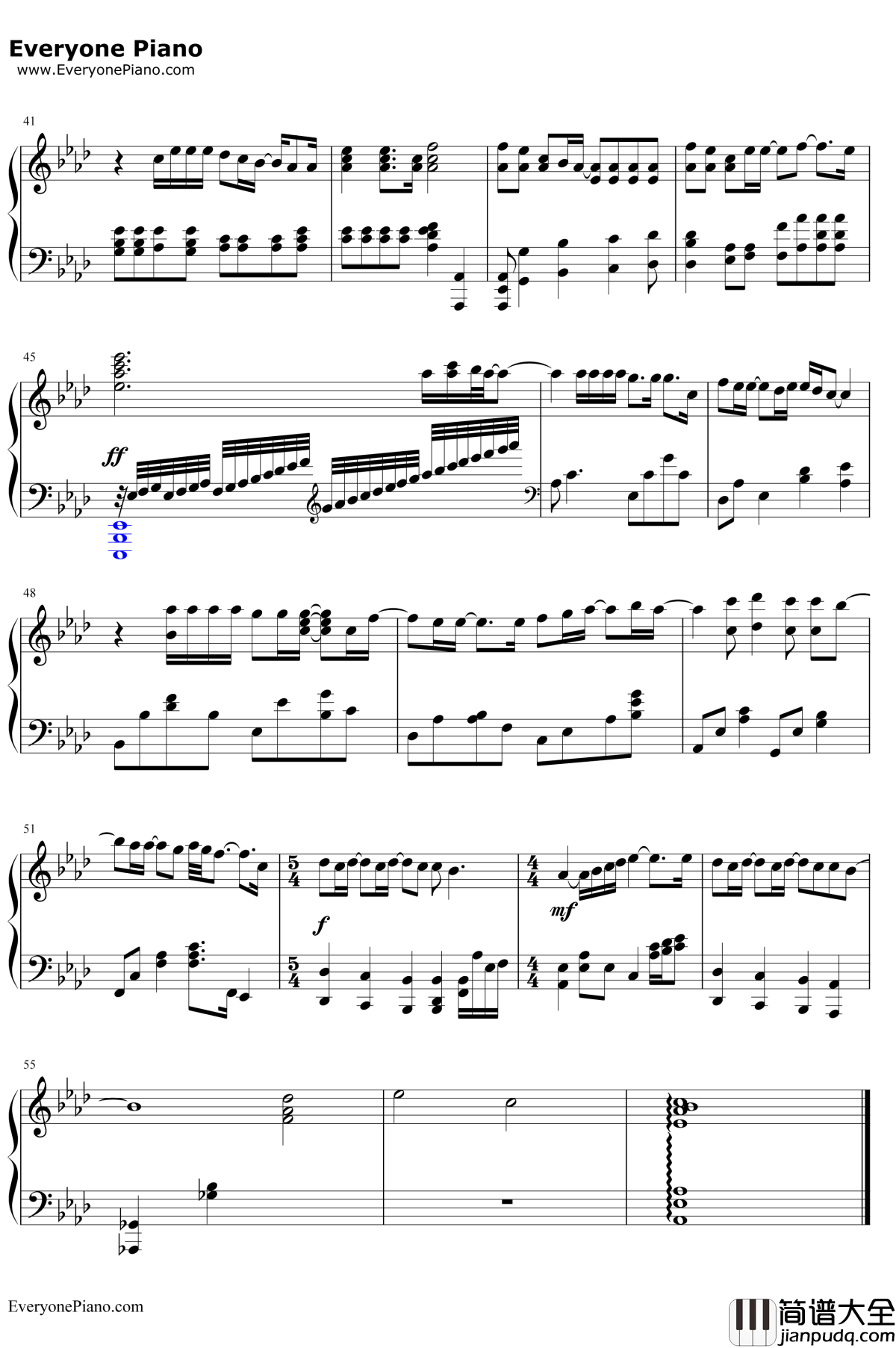 There_You'll_Be钢琴谱_FaithHill费丝希尔_电影珍珠港片尾曲