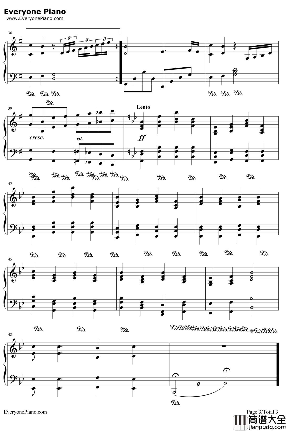 山高水长钢琴谱_陈小奇_中山大学校友之歌