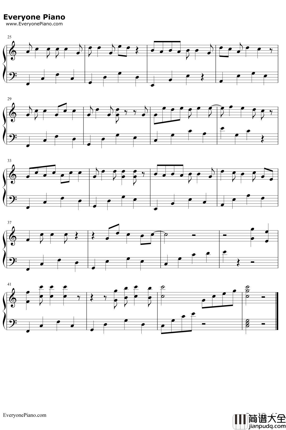 白山茶钢琴谱__陈雪凝