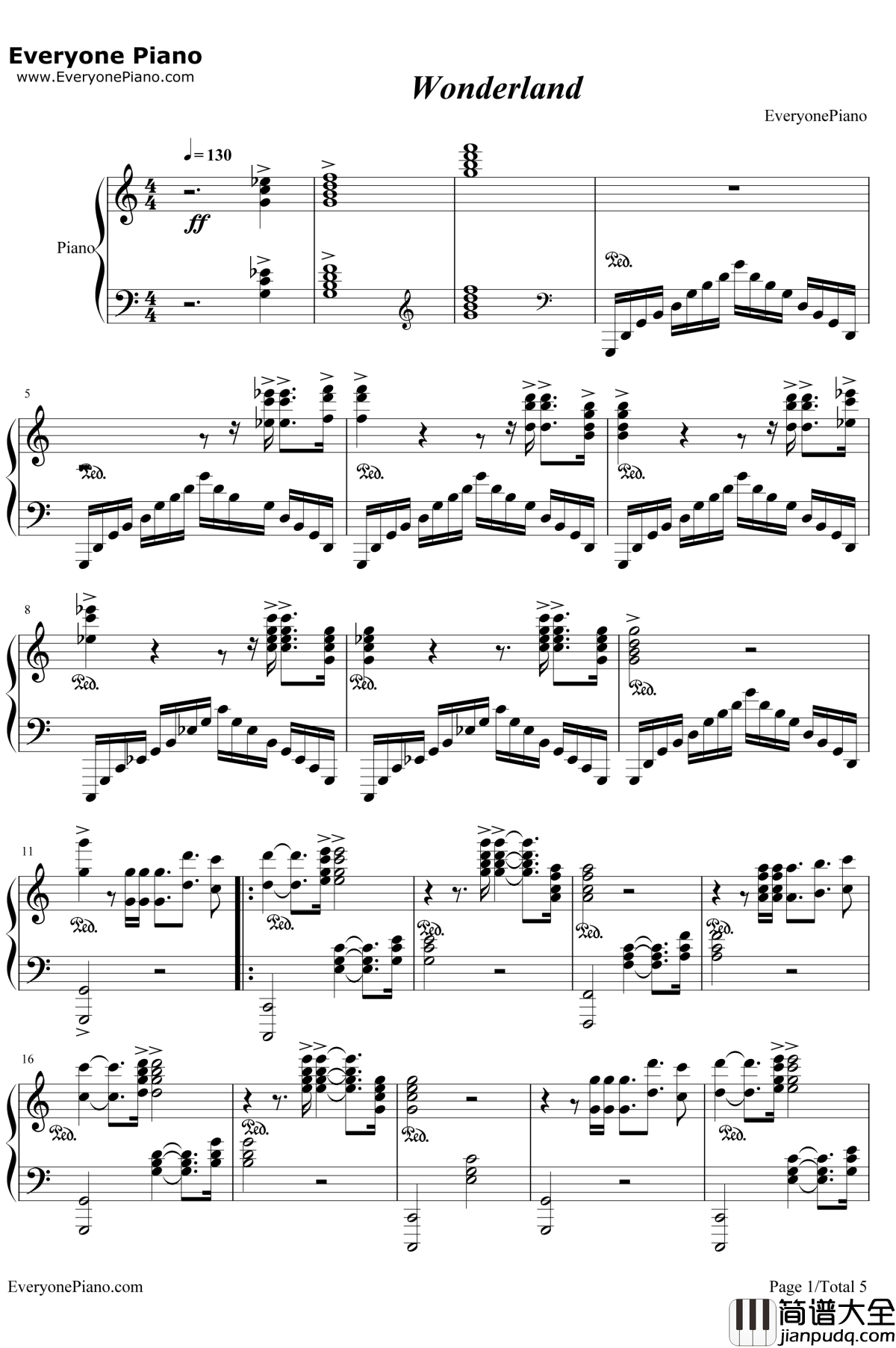 Wonderand钢琴谱__马克西姆