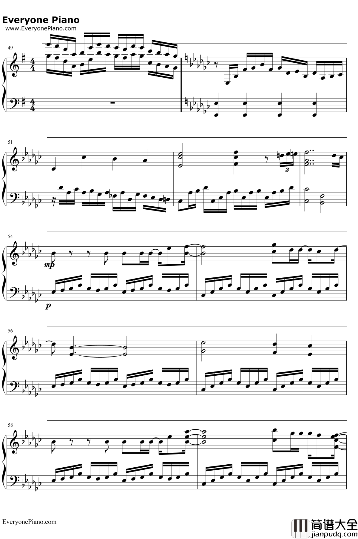 Here钢琴谱_JUNNA_魔法使的新娘OP