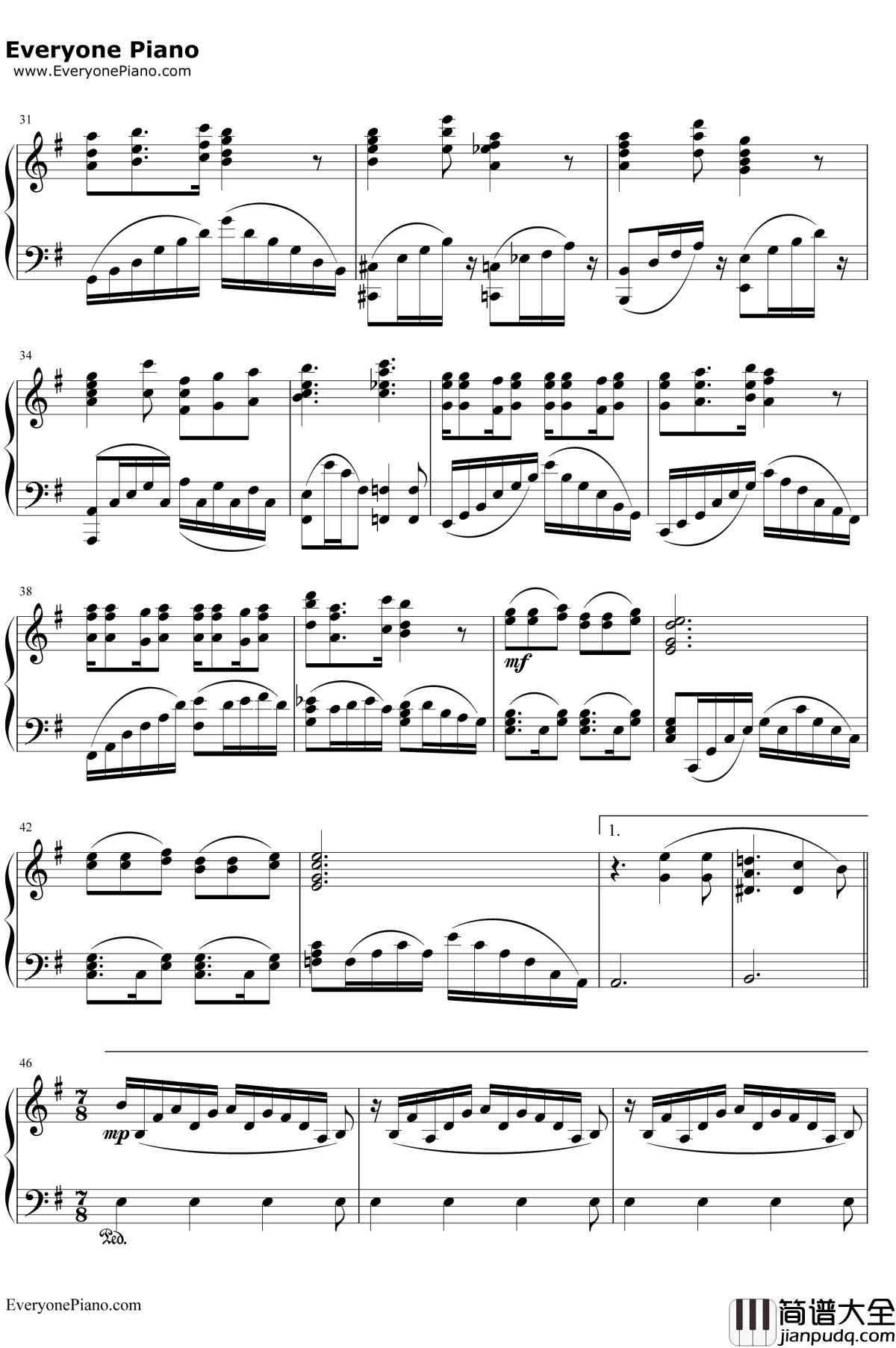 Here钢琴谱_JUNNA_魔法使的新娘OP