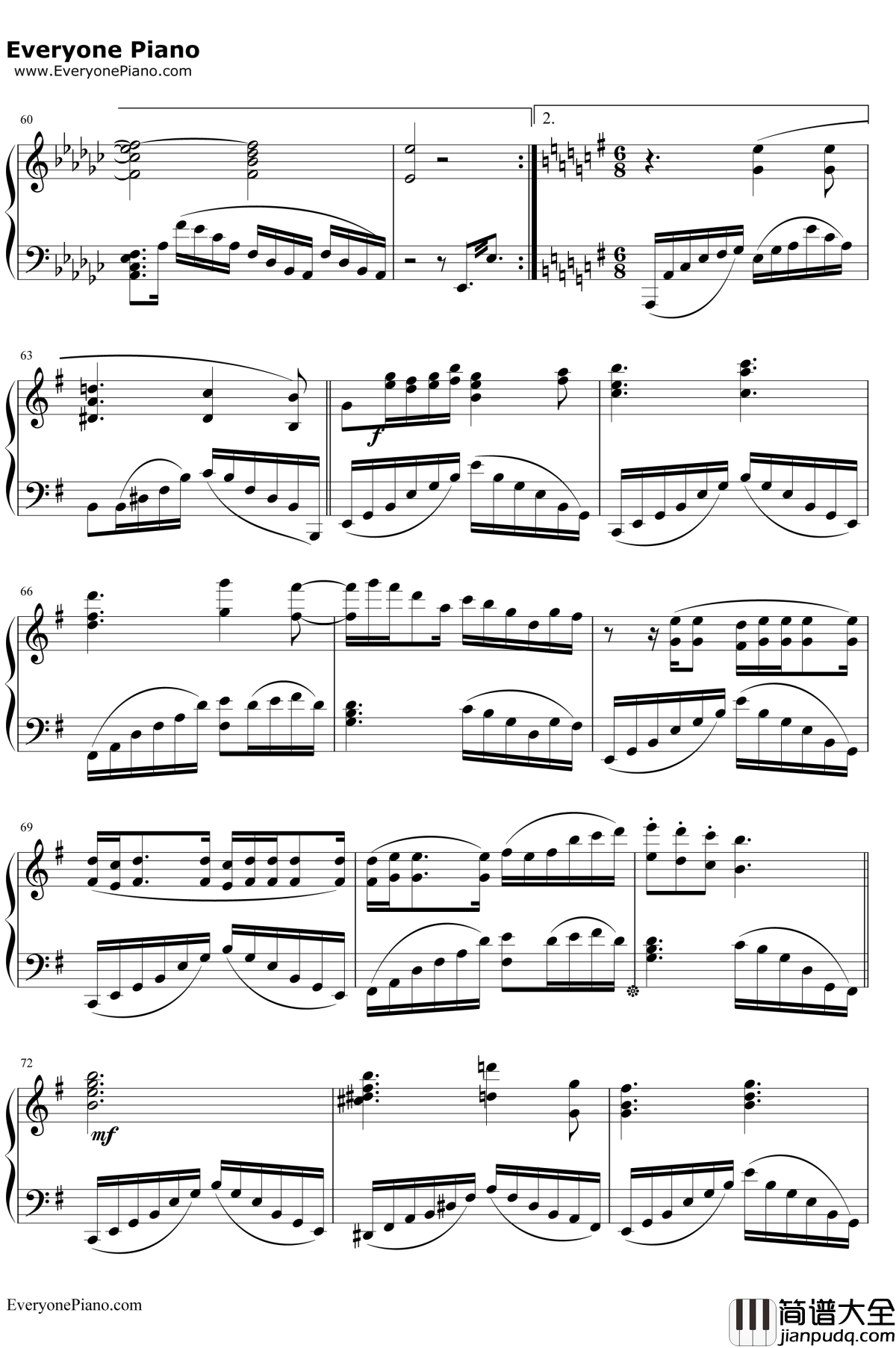 Here钢琴谱_JUNNA_魔法使的新娘OP