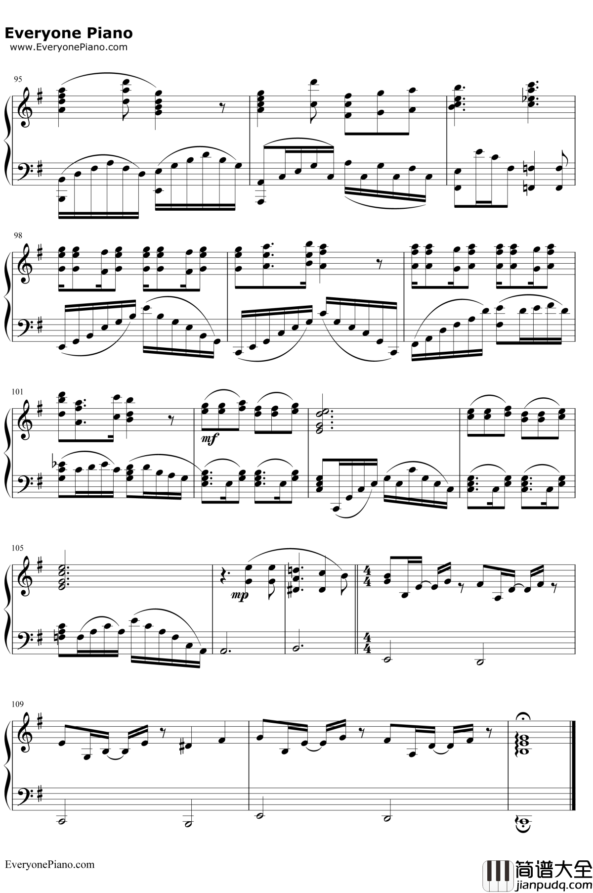 Here钢琴谱_JUNNA_魔法使的新娘OP