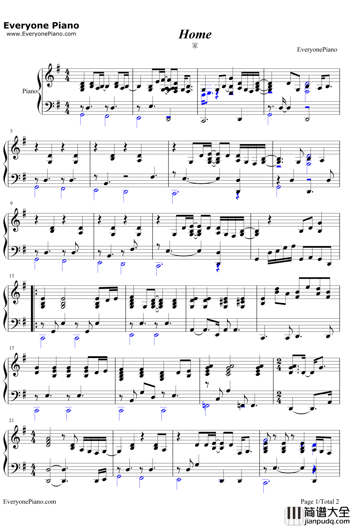 Home钢琴谱__MichaelBuble