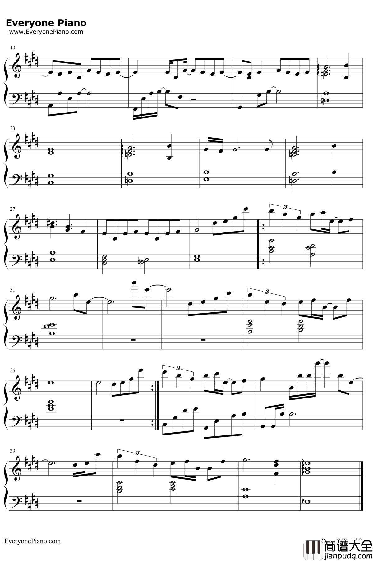 手つかずの感情钢琴谱_中山真斗_邻座的怪同学OST