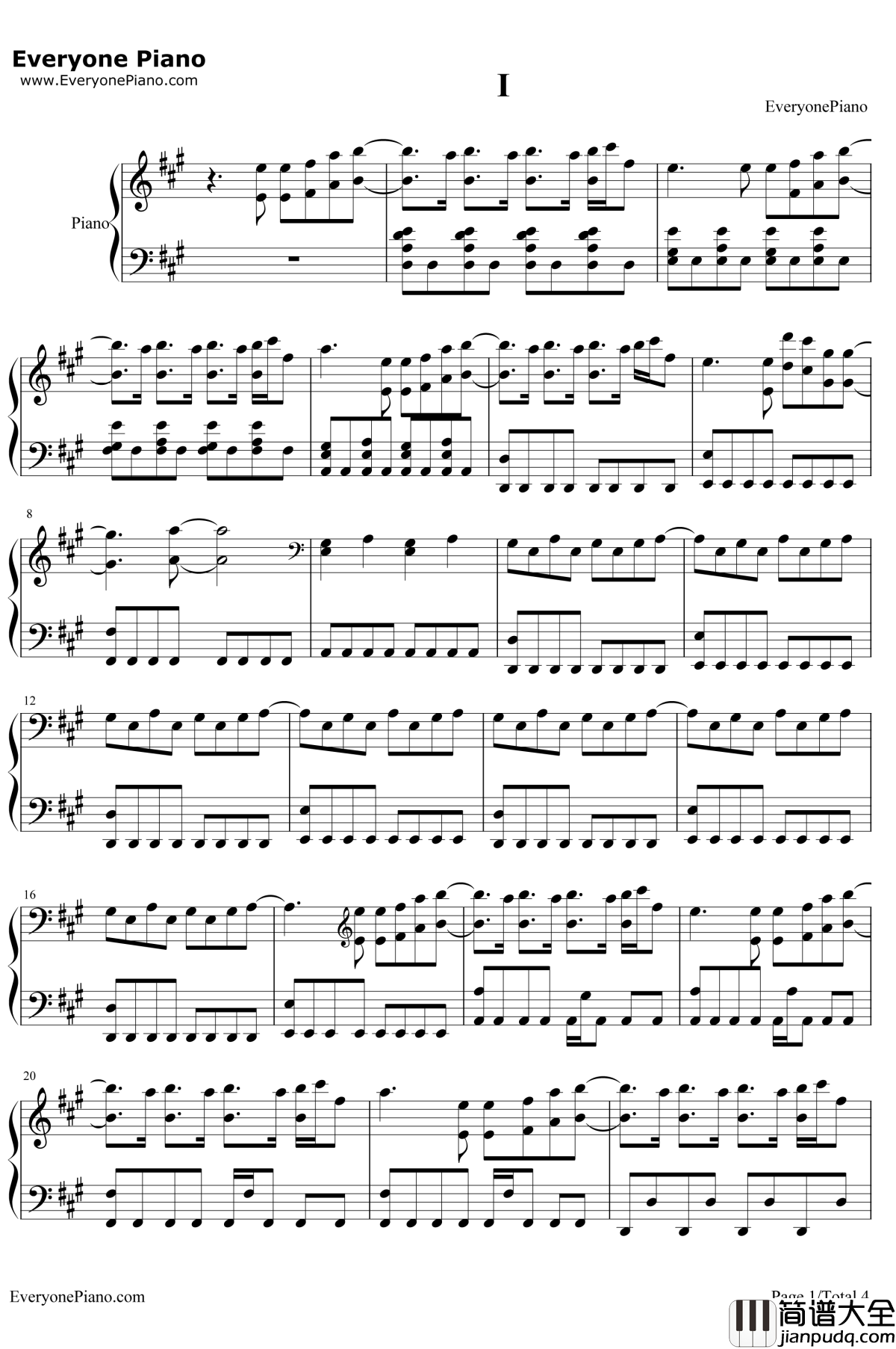 I钢琴谱__金泰妍