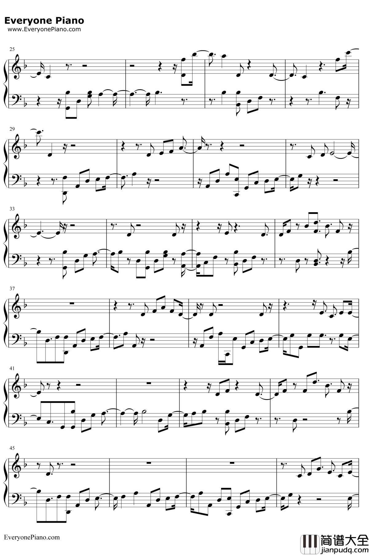 For_You钢琴谱_LiamPayneRitaOra_五十度飞主题曲