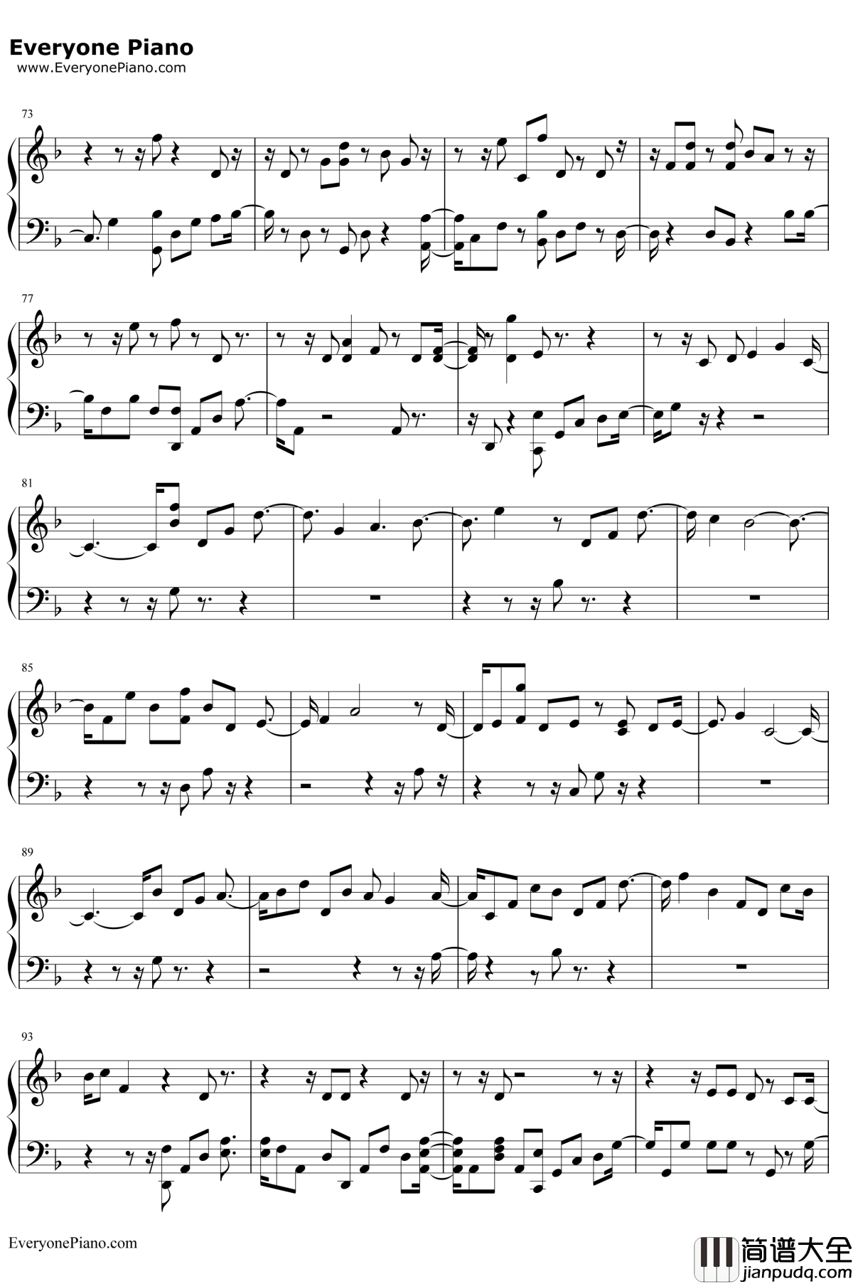 For_You钢琴谱_LiamPayneRitaOra_五十度飞主题曲