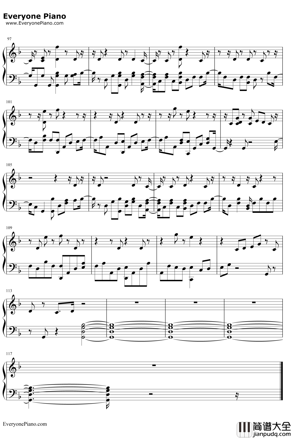 For_You钢琴谱_LiamPayneRitaOra_五十度飞主题曲