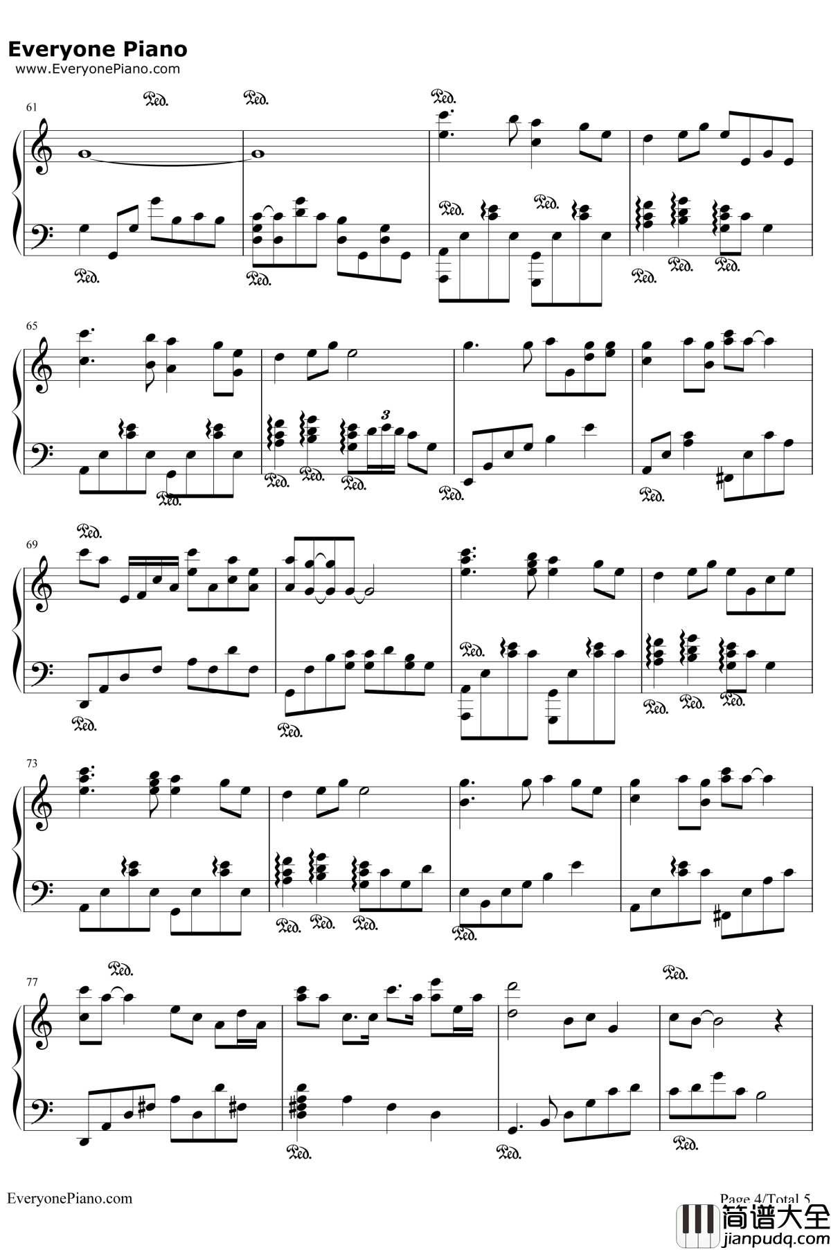 爱情钢琴谱_莫文蔚