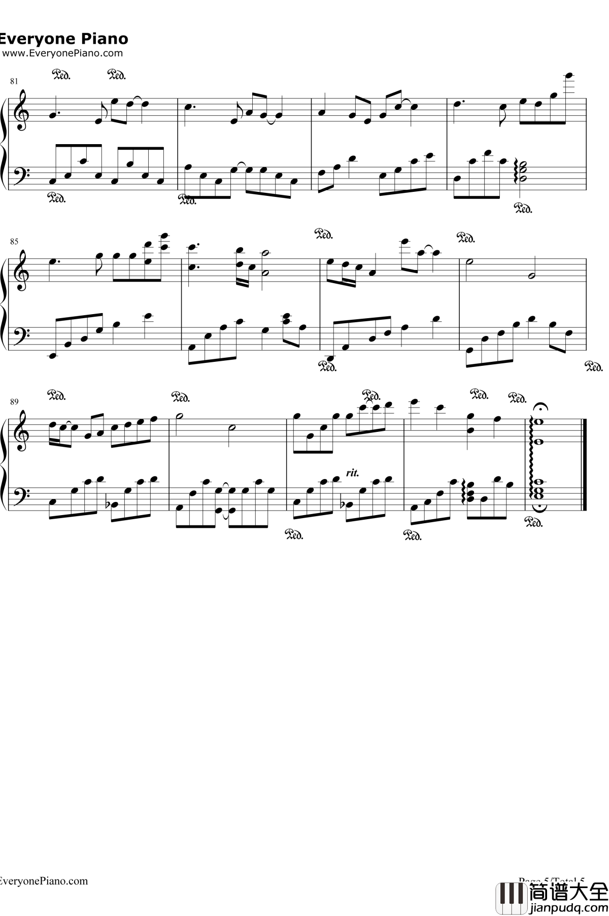 爱情钢琴谱_莫文蔚